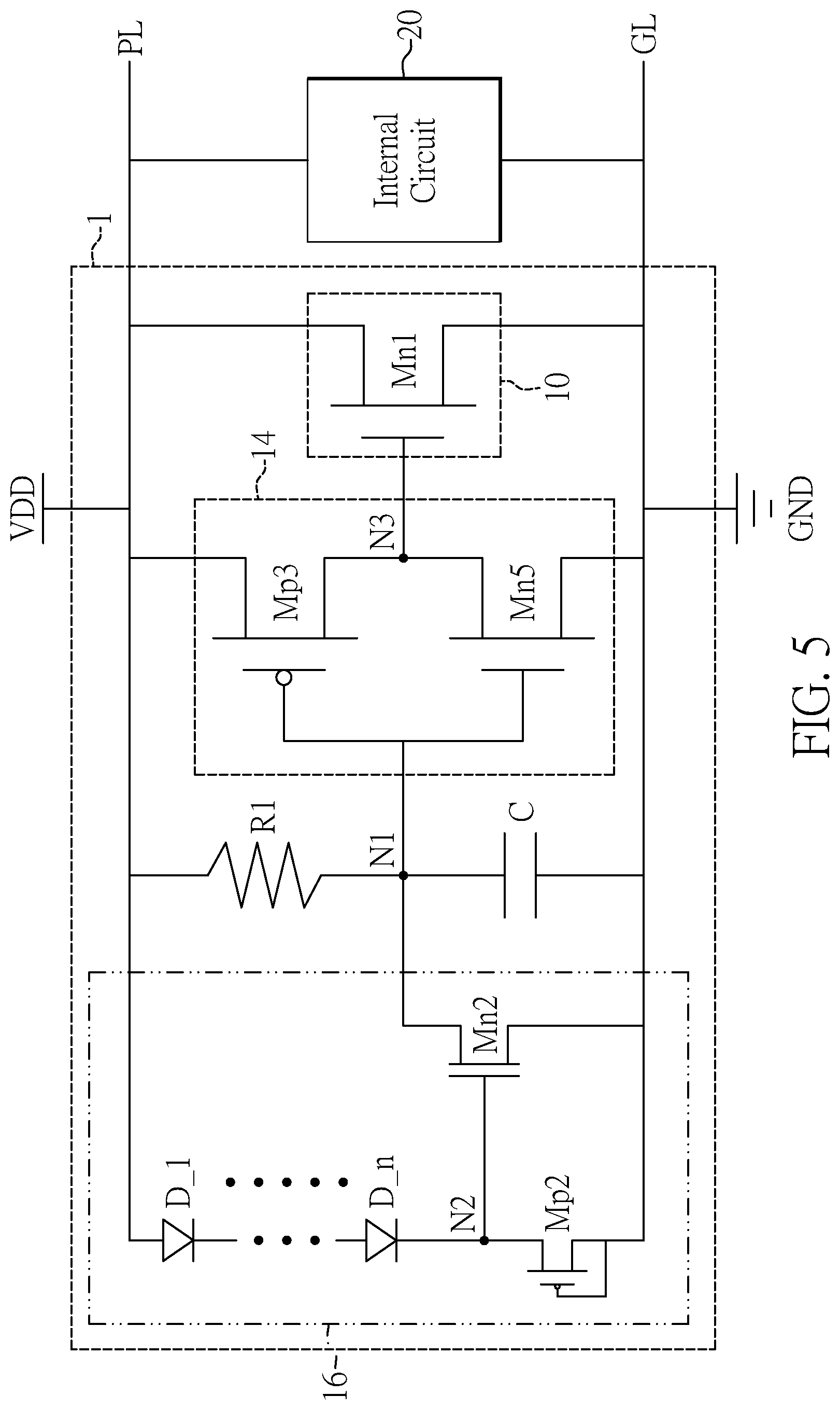 Patent US12622067 Figure 5 – Integrated circuit for power clamping