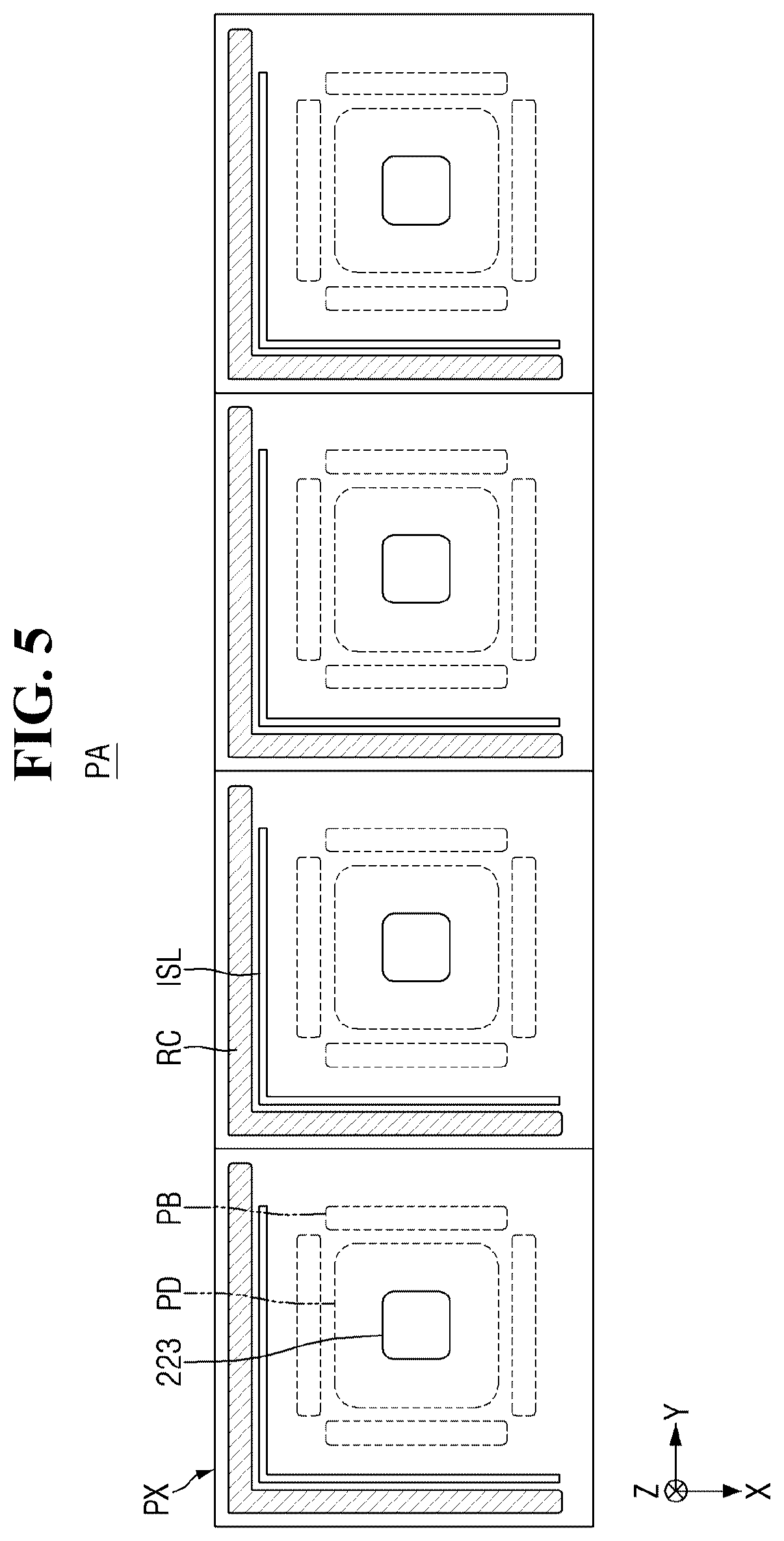 Patent US12622074 Figure 5 – Image sensor including an impurity injection region on a bottom surface of a trench and image sensing system including the image sensor