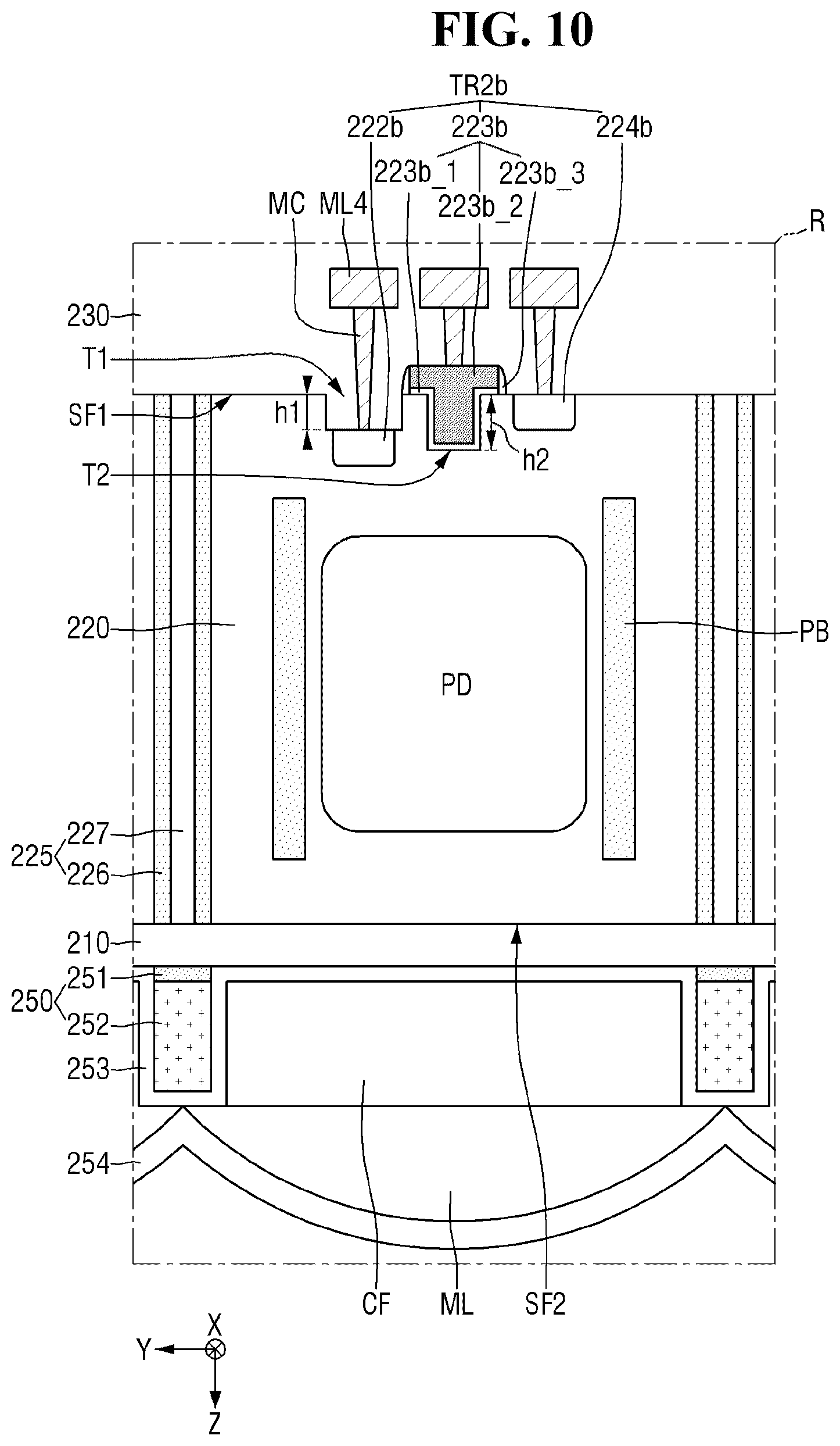 Patent US12622074 Figure 10 – Image sensor including an impurity injection region on a bottom surface of a trench and image sensing system including the image sensor