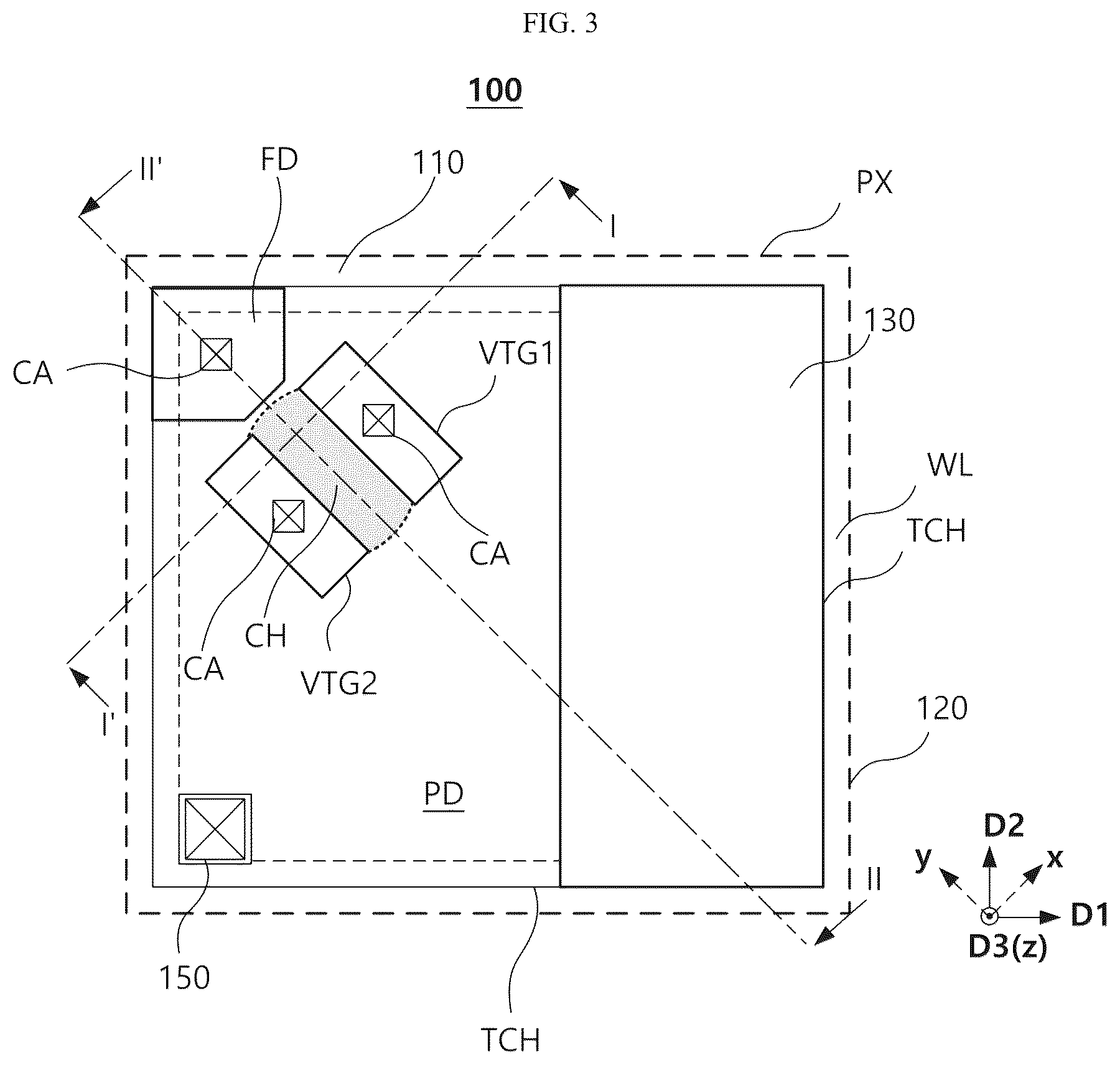 Patent US12622077 Figure 3 – Image sensor including junctionless transfer transistor