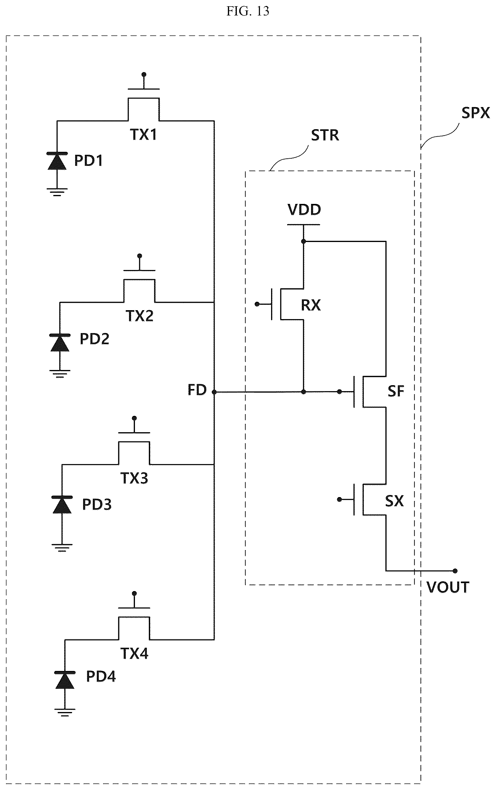 Patent US12622077 Figure 13 – Image sensor including junctionless transfer transistor
