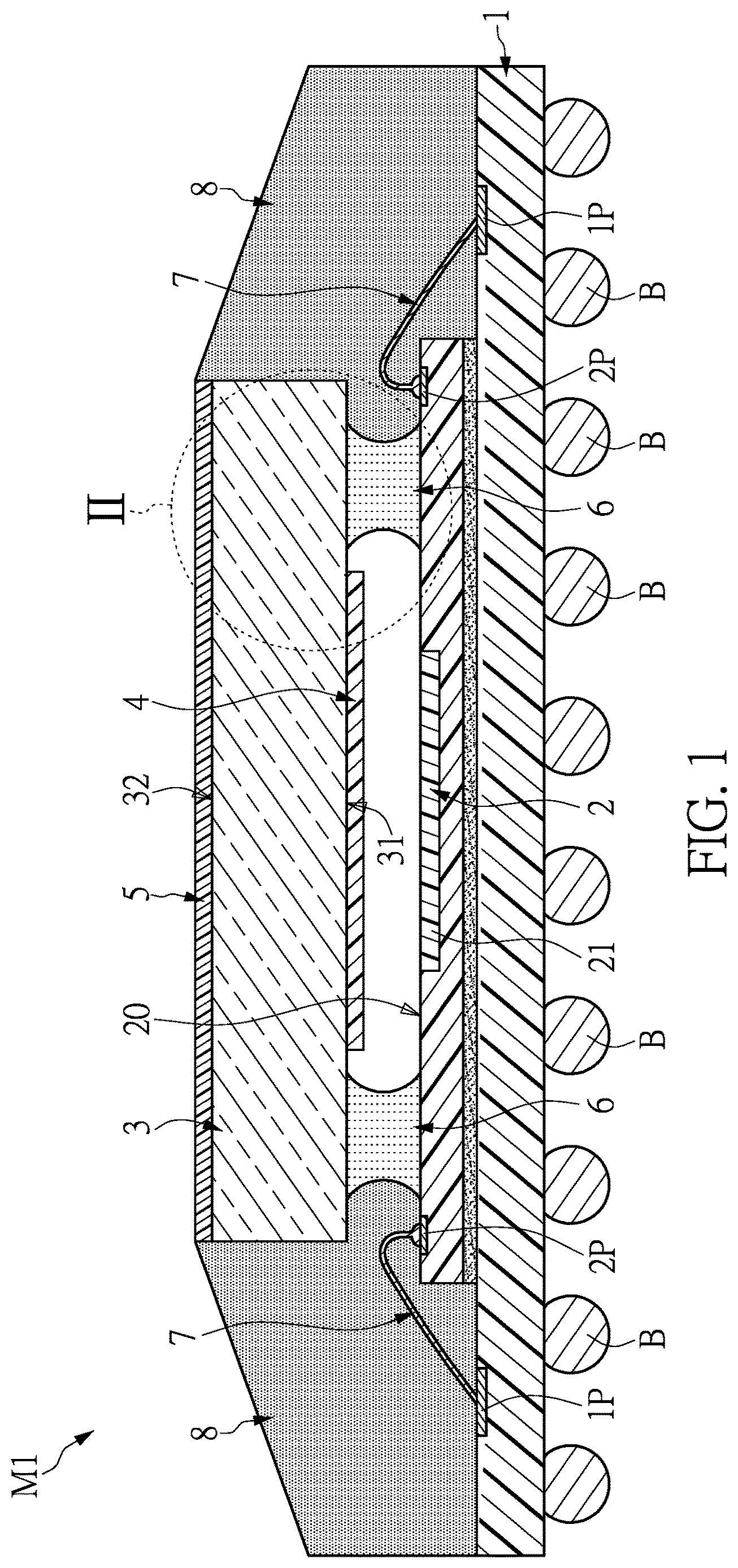 Patent US12622078 Figure 1 – Chip package structure