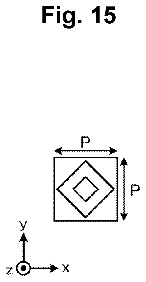 Patent US12622079 Figure 15 – Optical element, image sensor and imaging device for wavwlength-dependent focusing of visible and near-infrared light