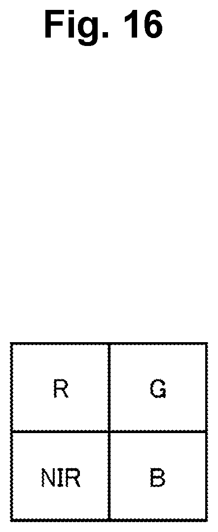 Patent US12622079 Figure 16 – Optical element, image sensor and imaging device for wavwlength-dependent focusing of visible and near-infrared light