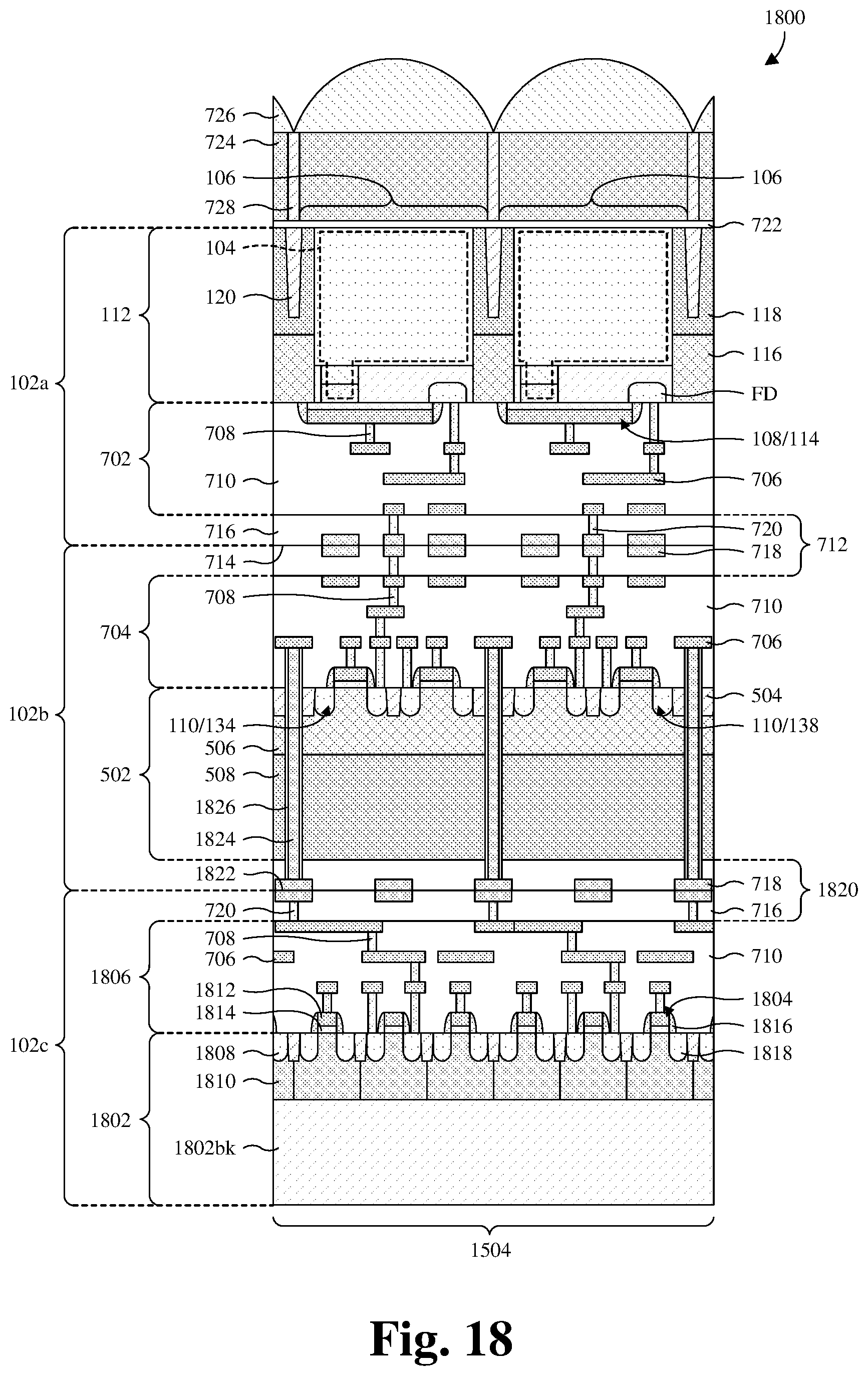 Patent US12622082 Figure 15 – Stacked CMOS image sensor with STI-free photodetector isolation and method for forming the same