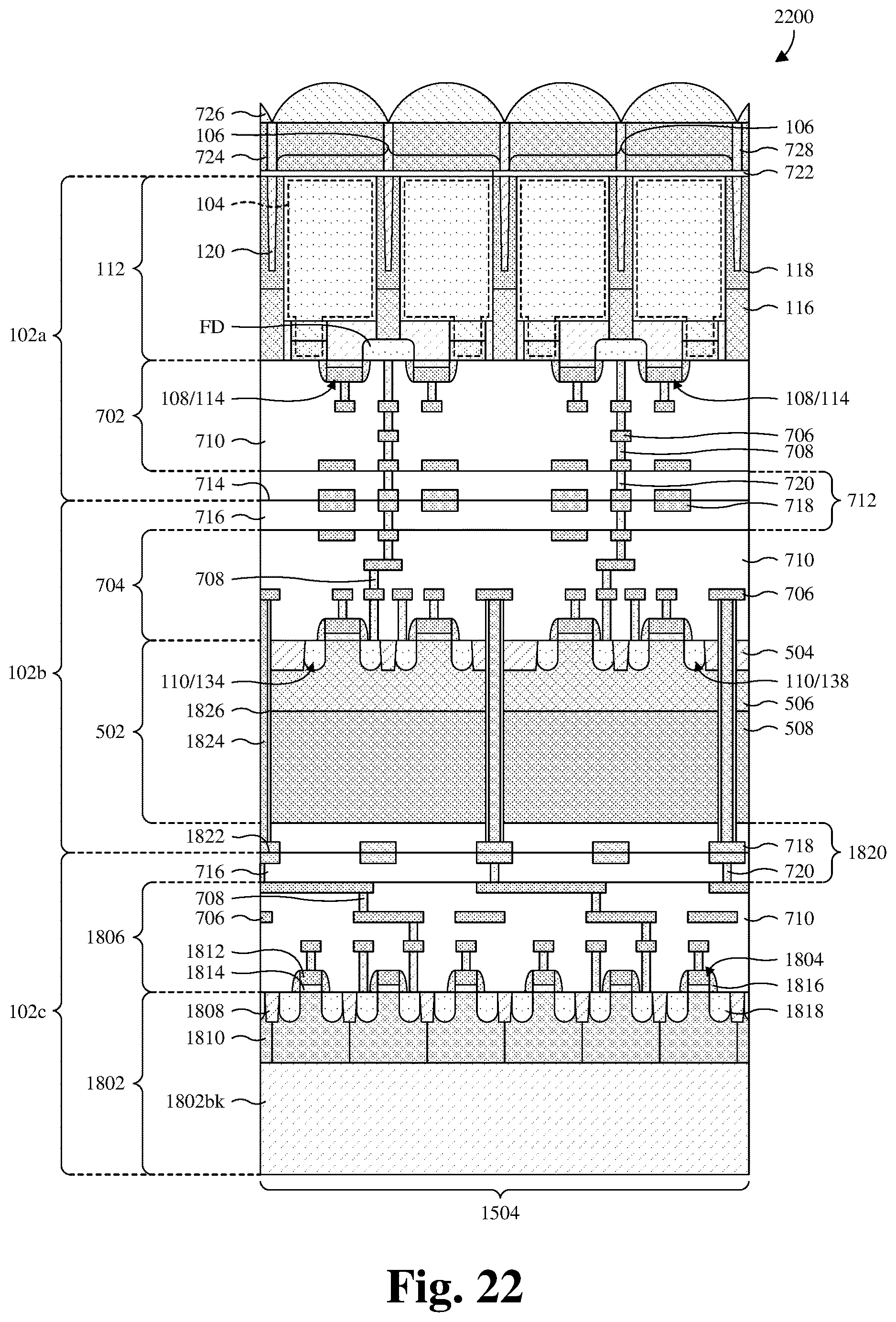 Patent US12622082 Figure 18 – Stacked CMOS image sensor with STI-free photodetector isolation and method for forming the same
