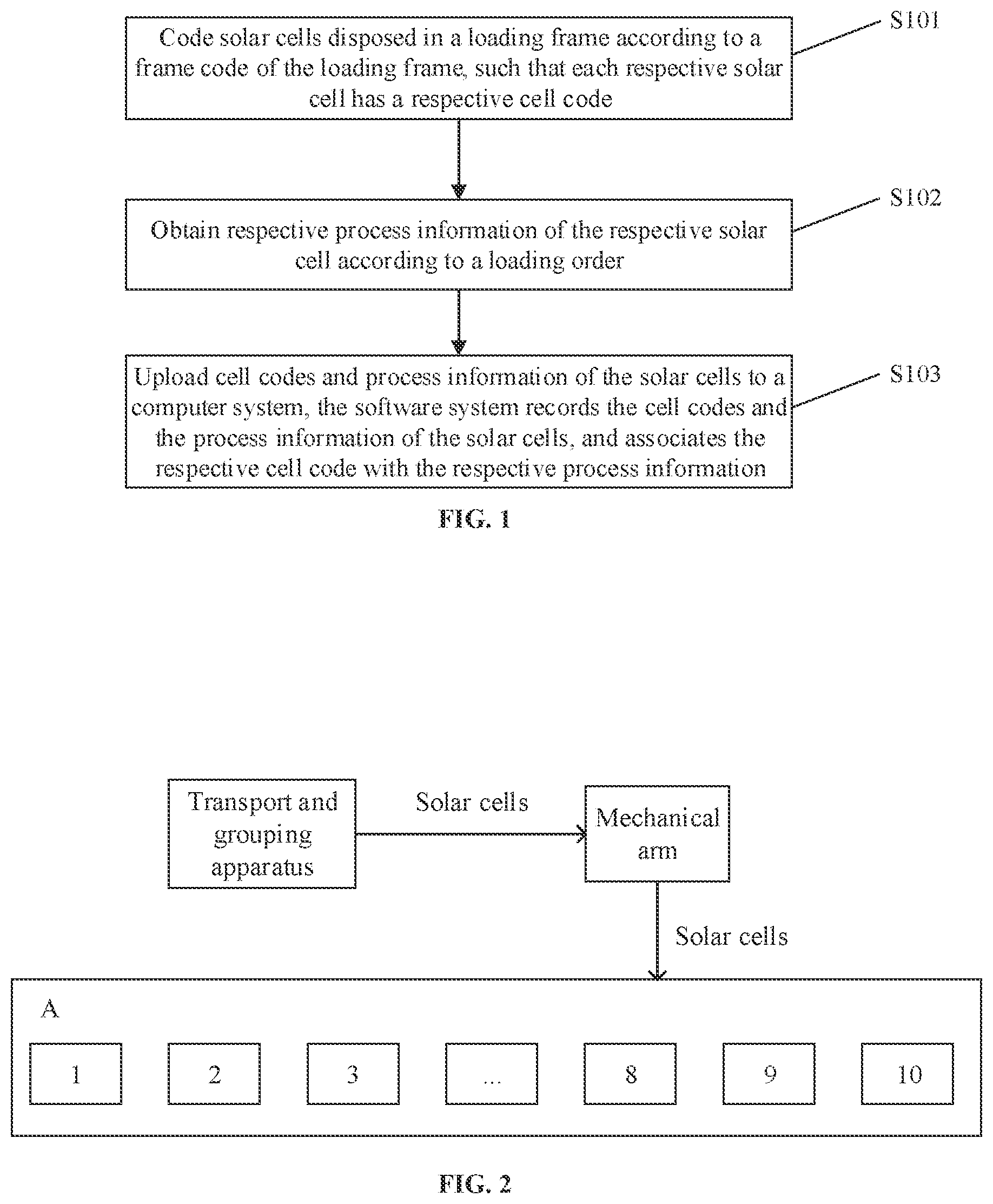 Patent US12622086 Figure 1 – Tracing method and transport device for solar cells