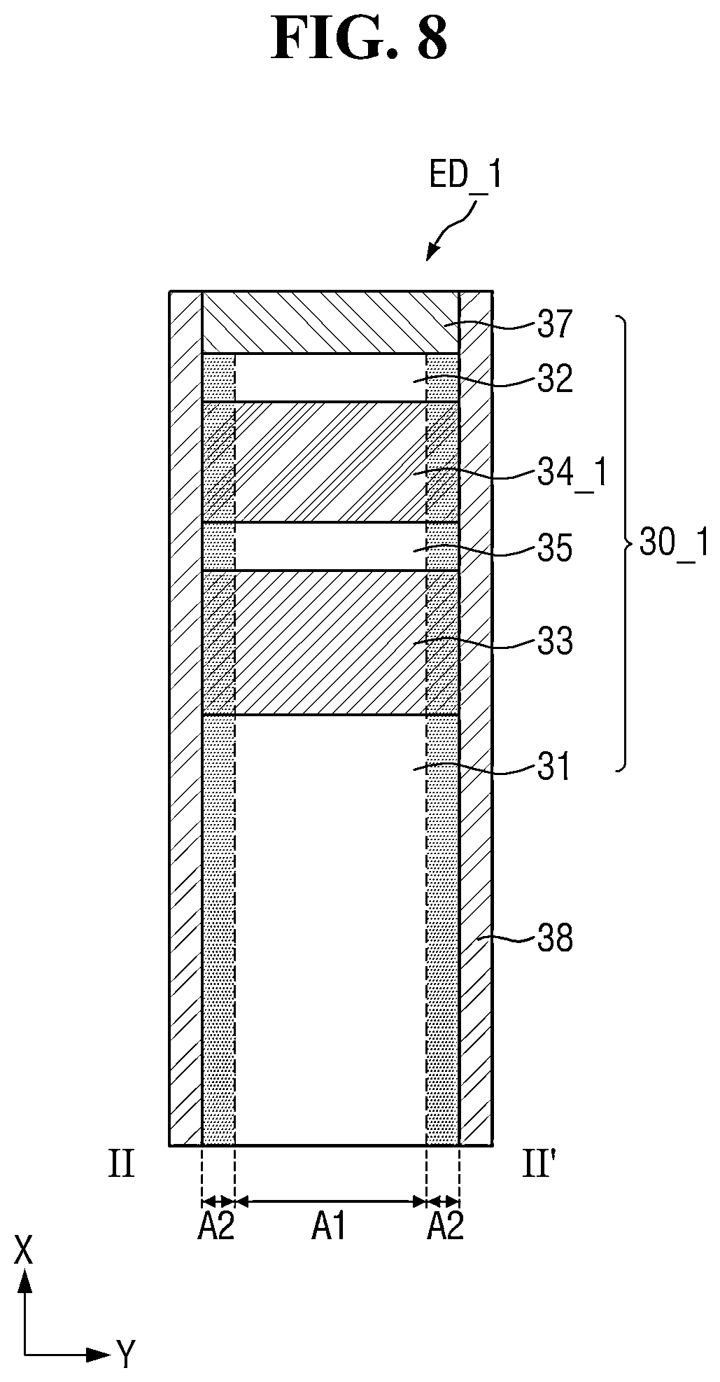 Patent US12622100 Figure 8 – Light emitting element and display device including the same