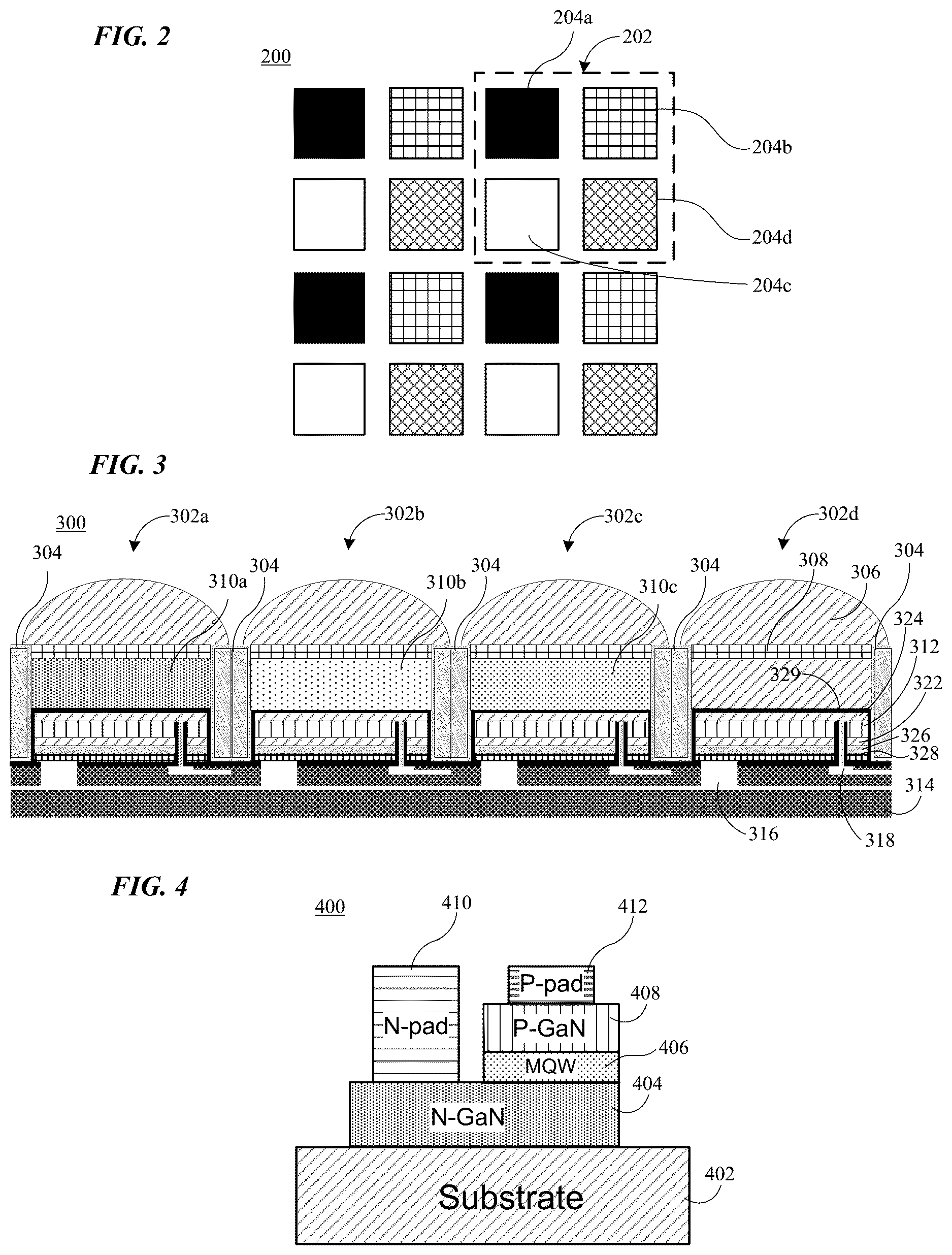 Patent US12622110 Figure 2 – High pixel density structures and methods of making
