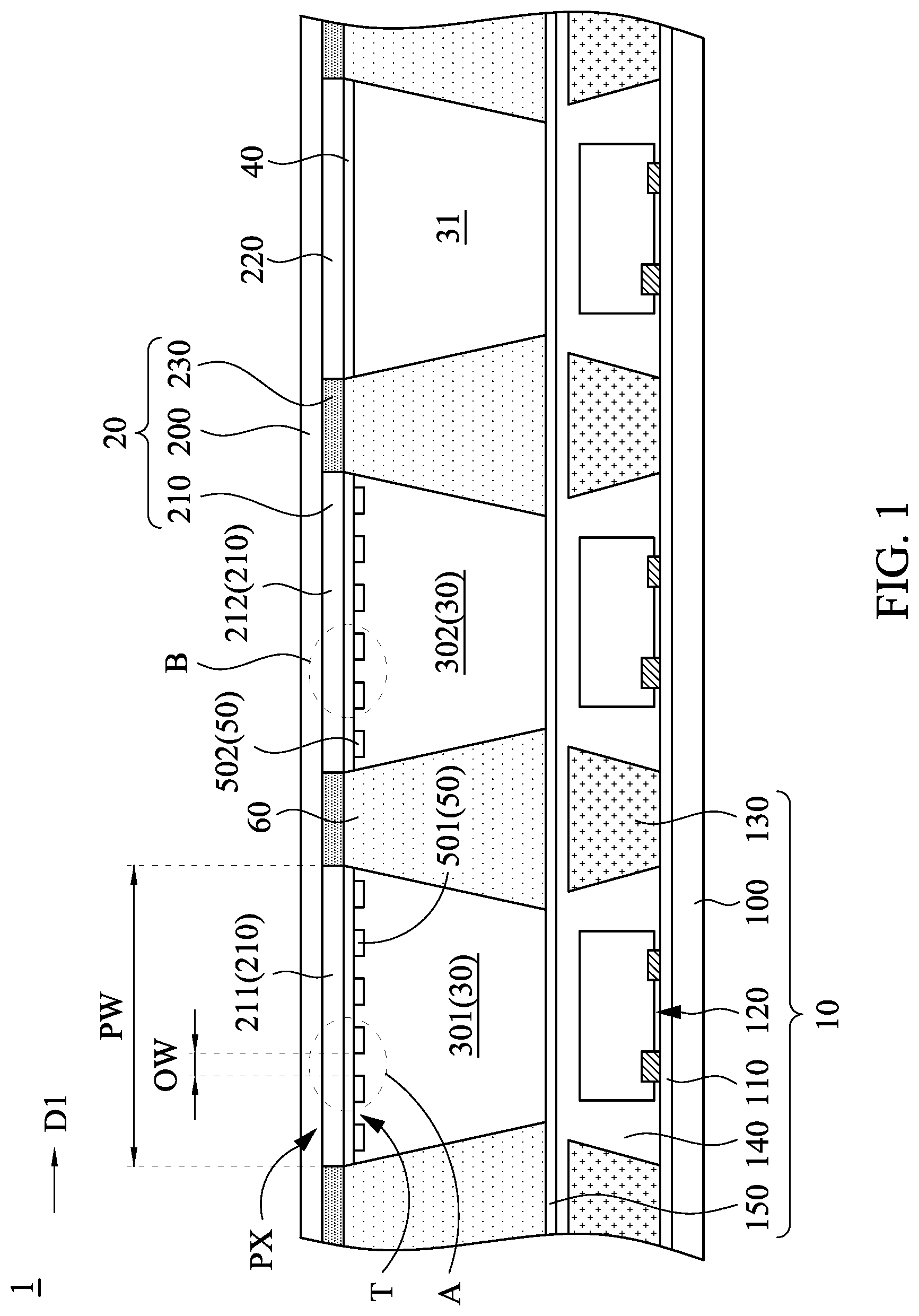 Patent US12622112 Figure 1 – Display device