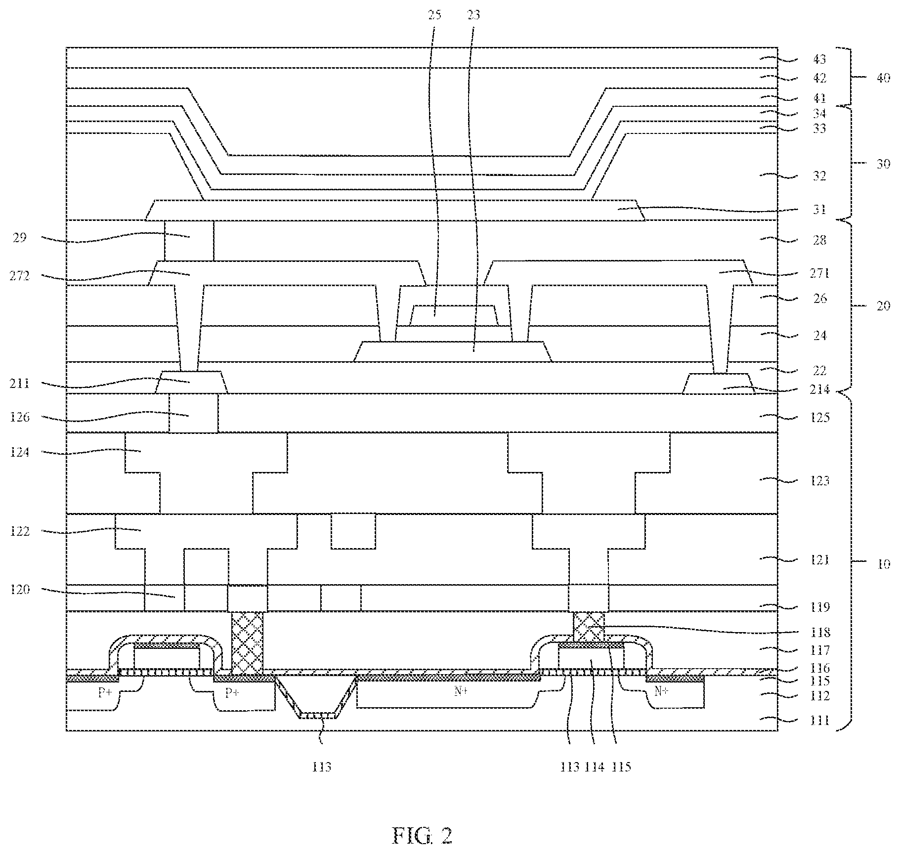 Patent US12622136 Figure 2 – Display panels with oxide transistor connected to silicon transistor