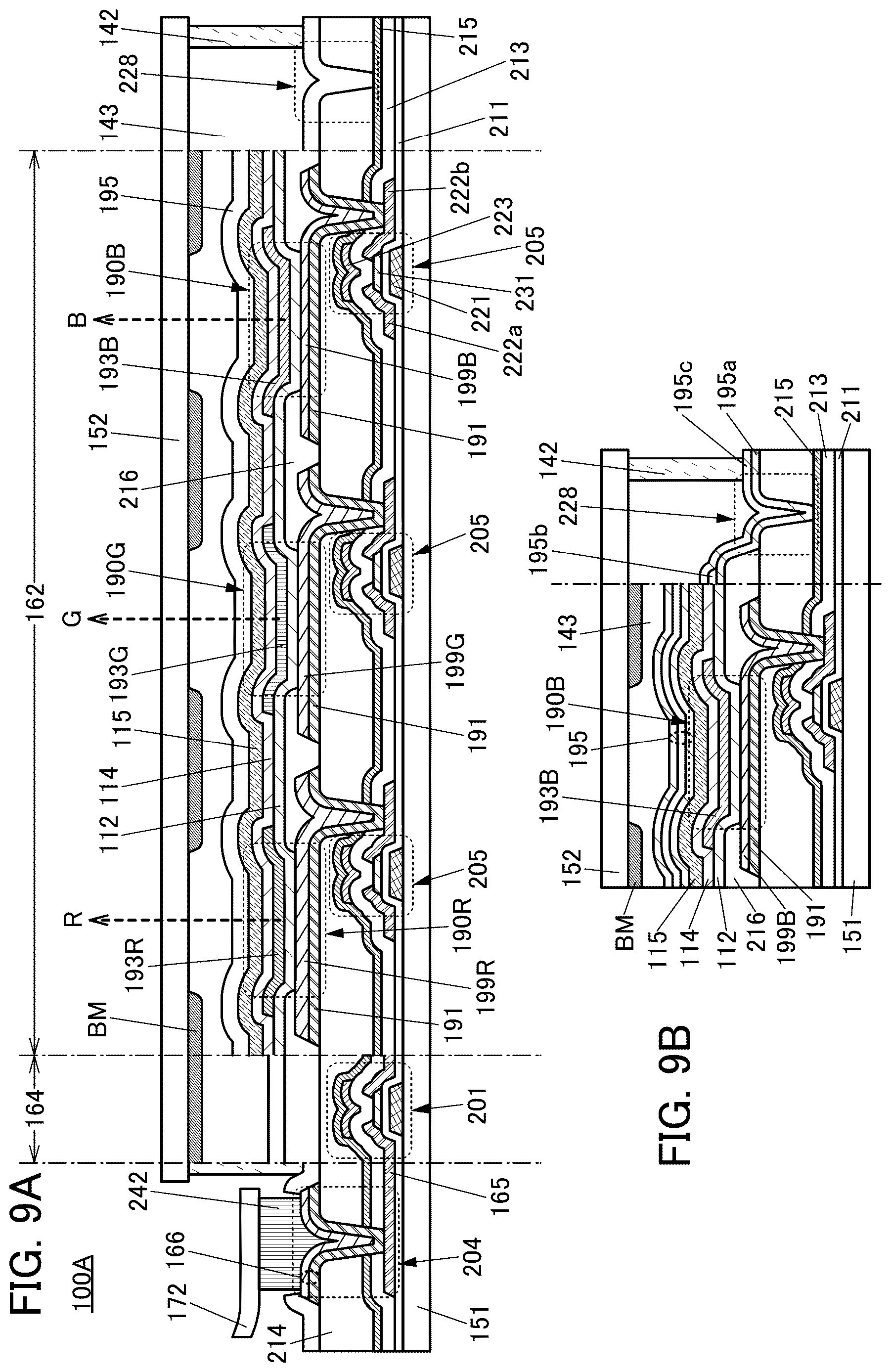 Patent US12622147 Figure 9 – Display device, display module, electronic device, and television device