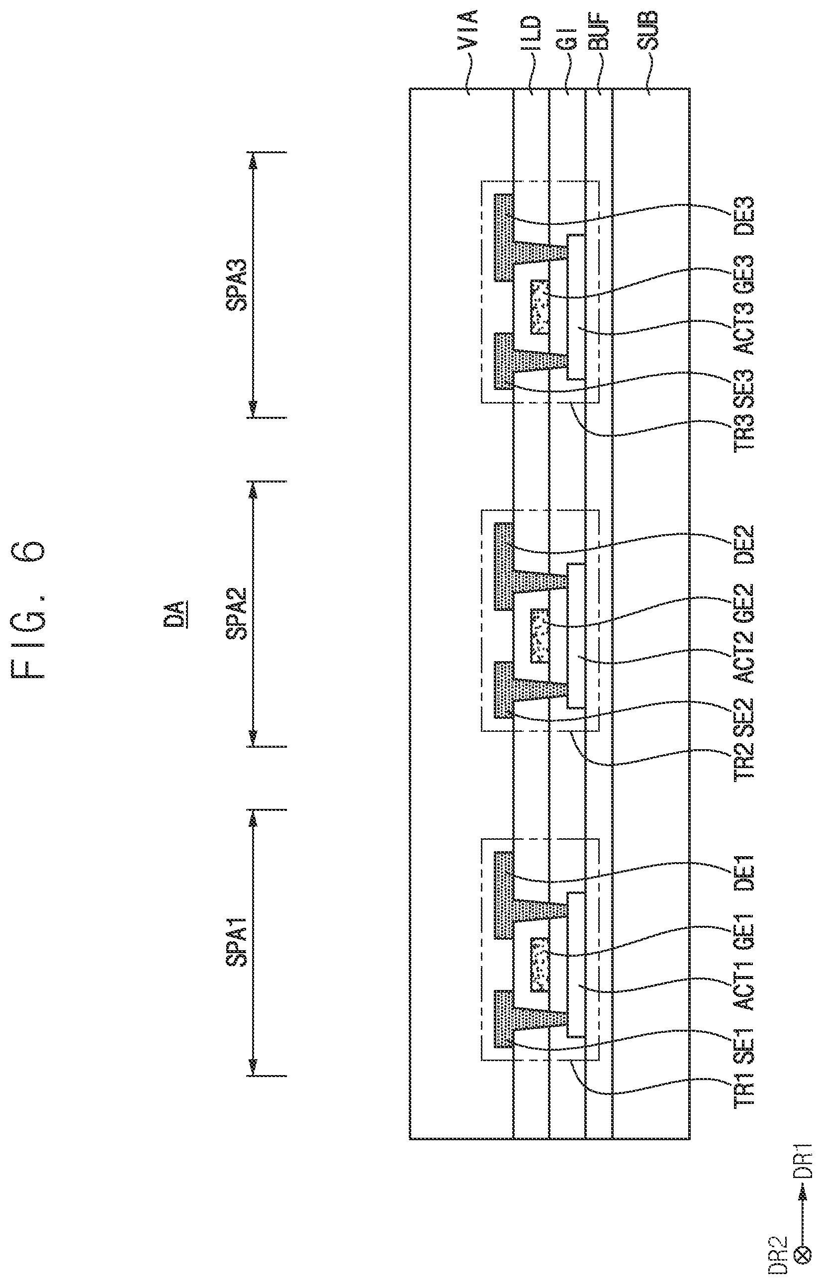 Patent US12622149 Figure 5 – Display device including thickness compensation pattern on pixel electrode and method of manufacturing the same