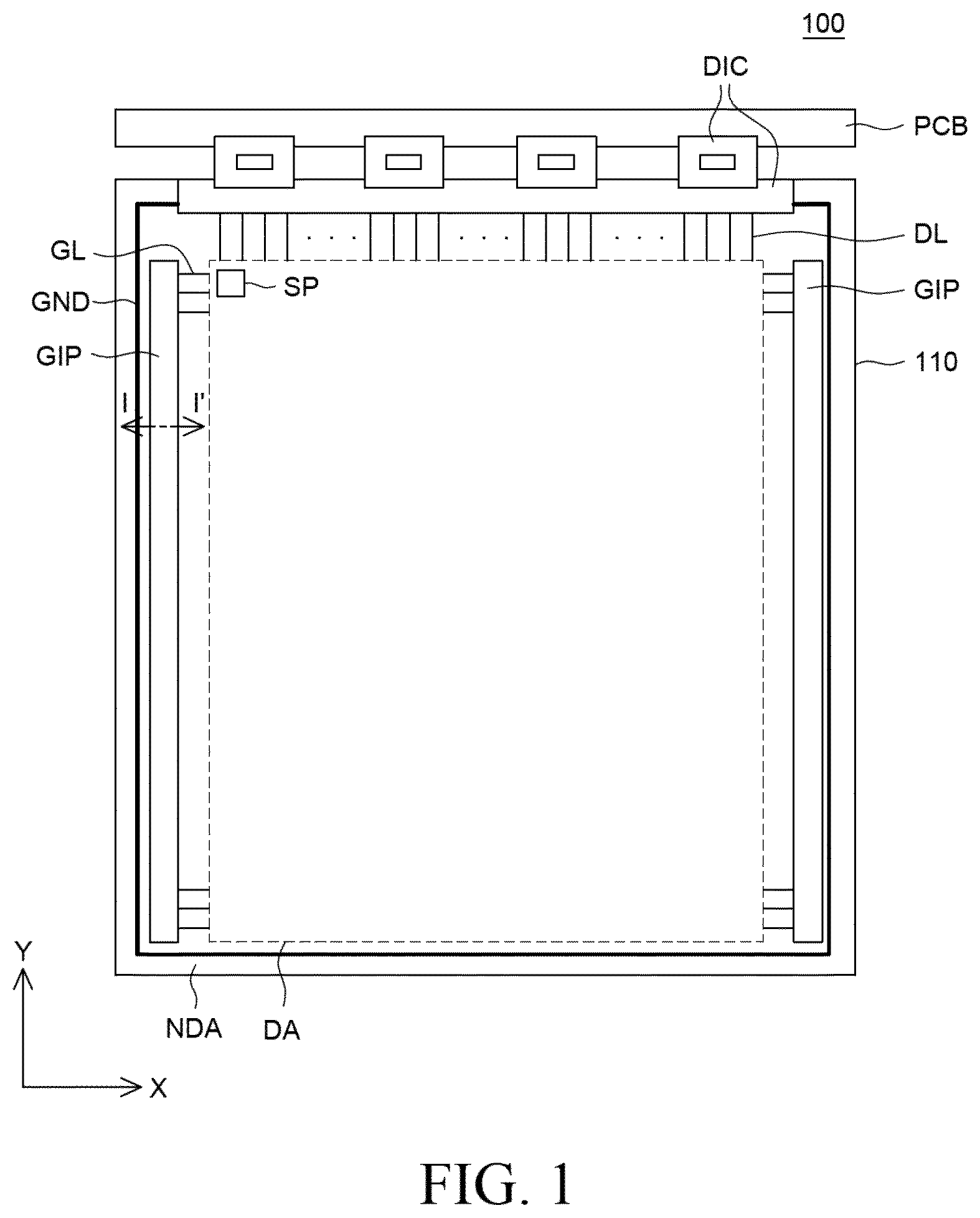 Patent US12622154 Figure 1 – Display device