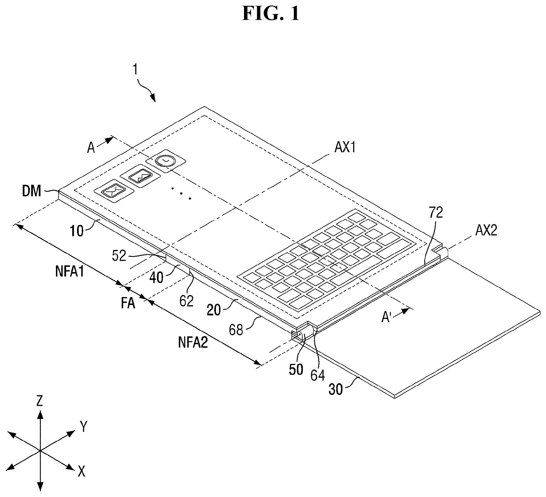 Patent US12622155 Figure 1 – Display device