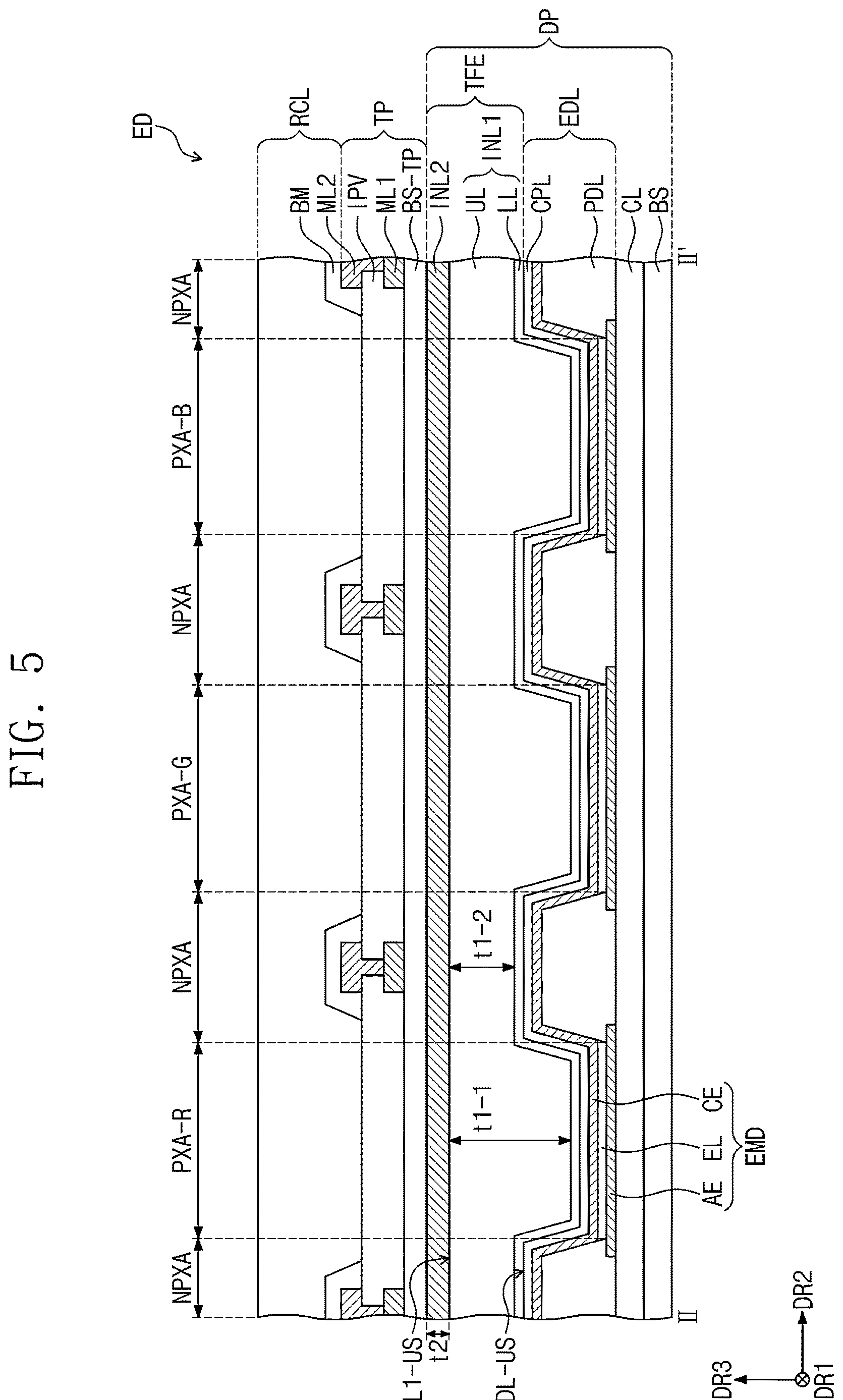 Patent US12622158 Figure 3 – Display panel in which an inorganic layer replaces a typical organic layer in an encapsulation layer
