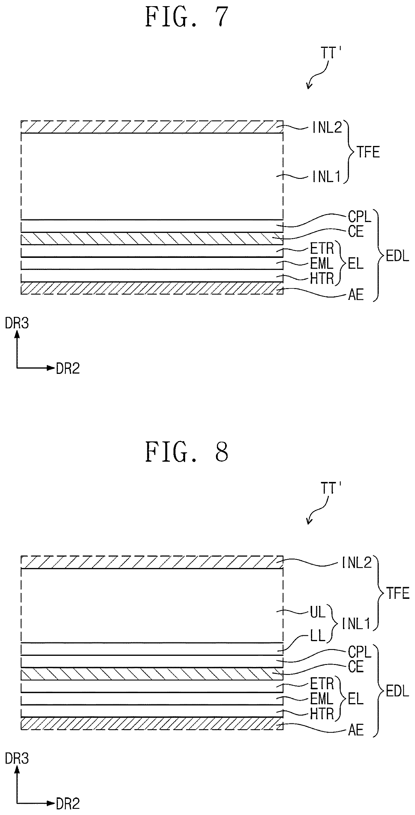 Patent US12622158 Figure 5 – Display panel in which an inorganic layer replaces a typical organic layer in an encapsulation layer