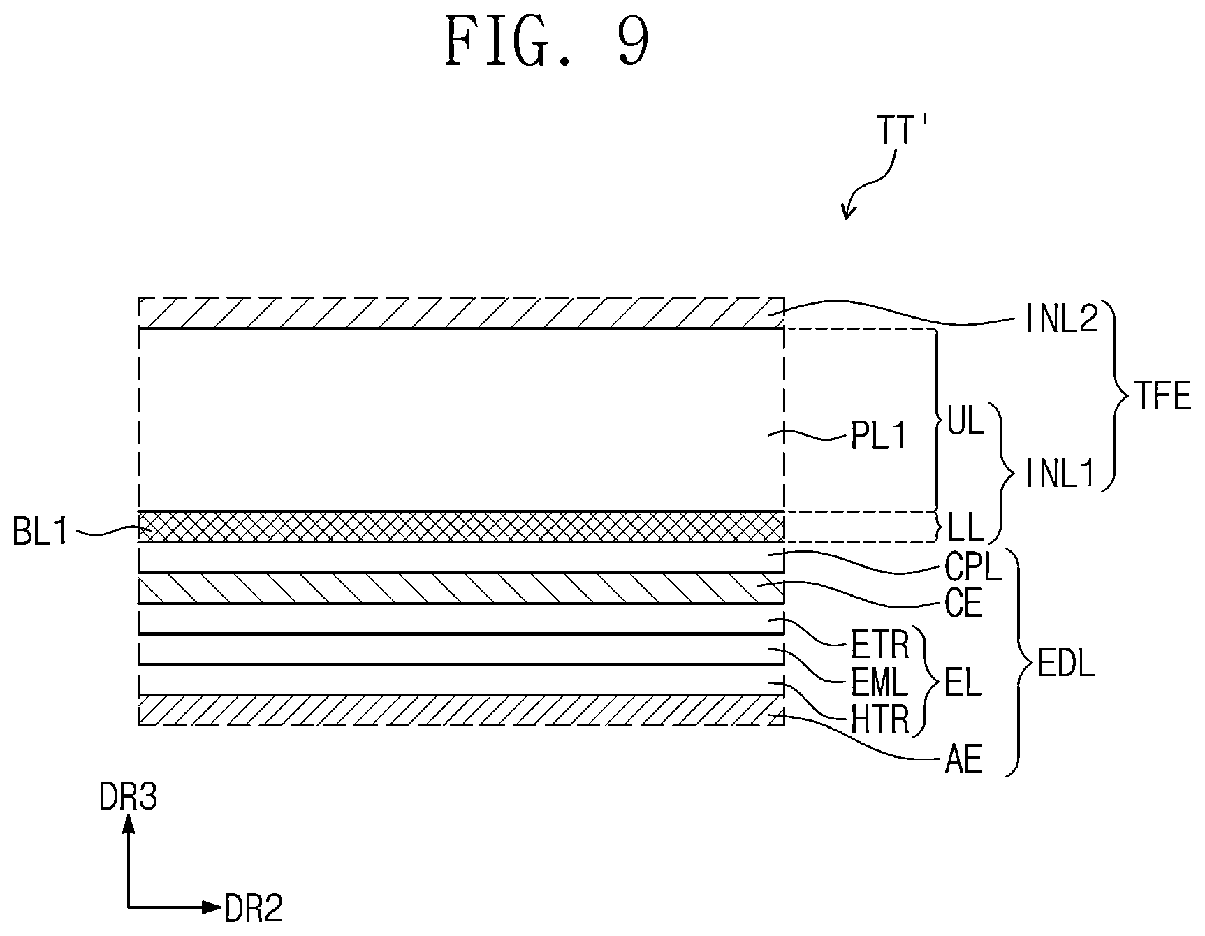 Patent US12622158 Figure 6 – Display panel in which an inorganic layer replaces a typical organic layer in an encapsulation layer