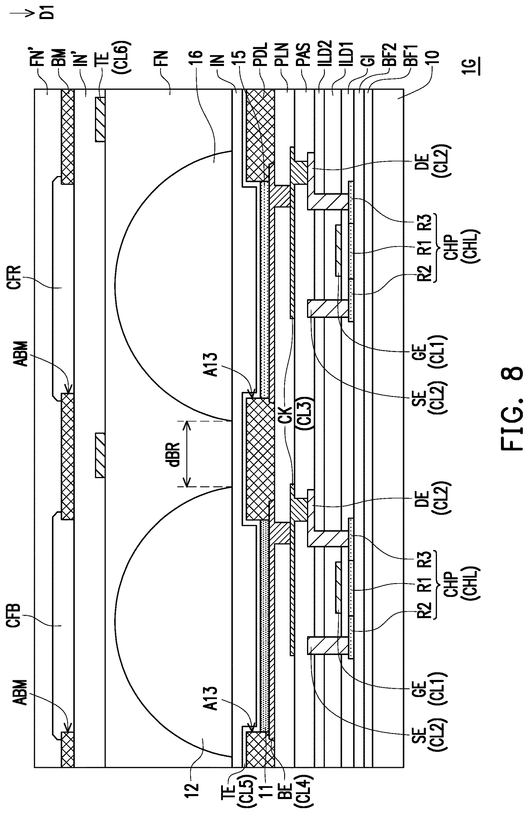 Patent US12622160 Figure 8 – Display device