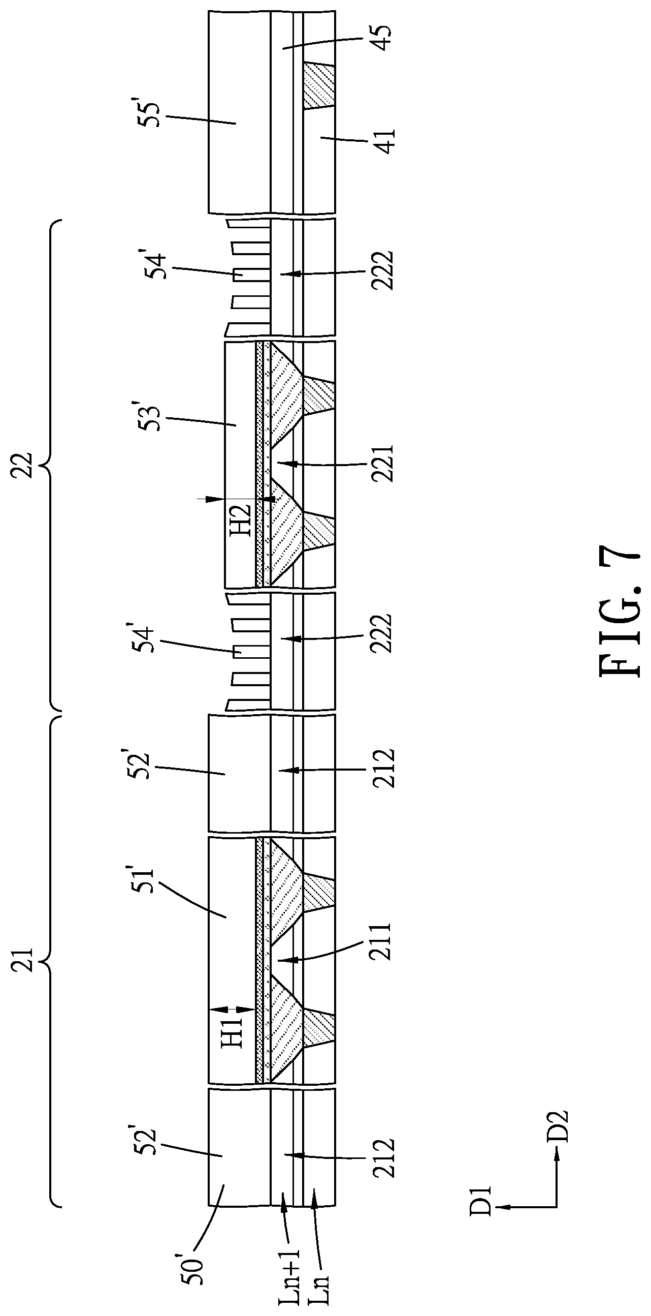Patent US12622194 Figure 7 – Semiconductor structure including devices with different channel lengths, and method for manufacturing the same