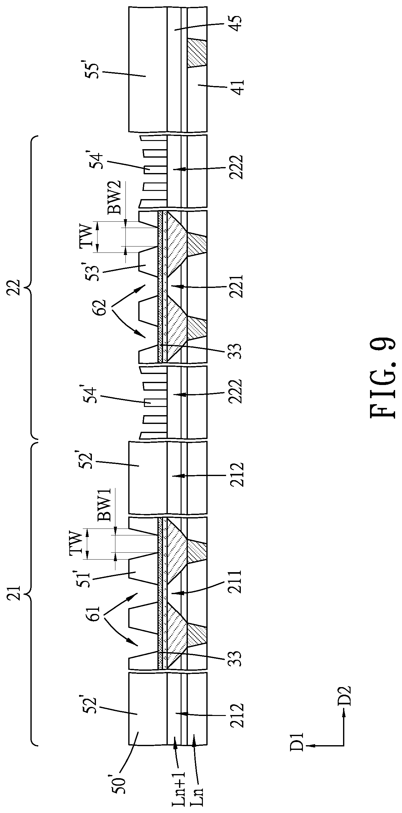 Patent US12622194 Figure 9 – Semiconductor structure including devices with different channel lengths, and method for manufacturing the same
