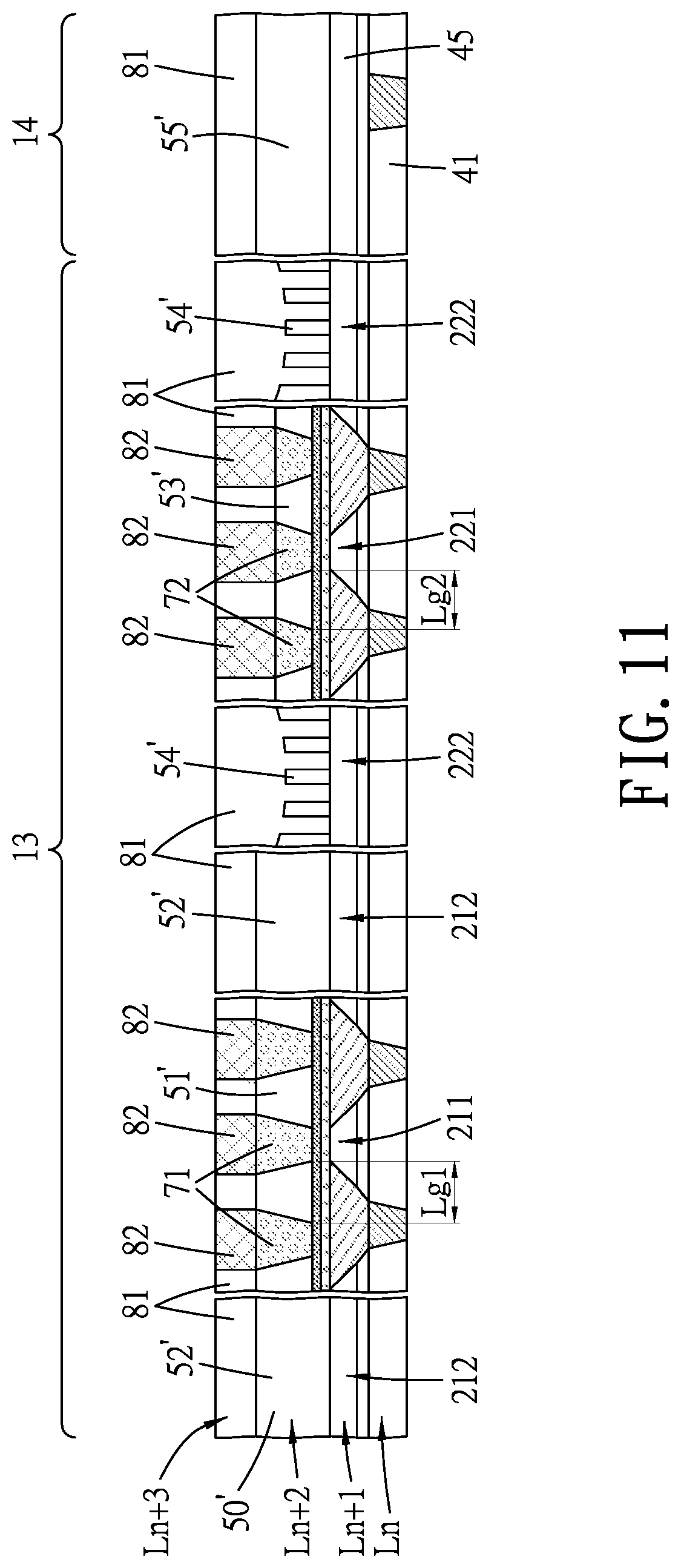 Patent US12622194 Figure 11 – Semiconductor structure including devices with different channel lengths, and method for manufacturing the same