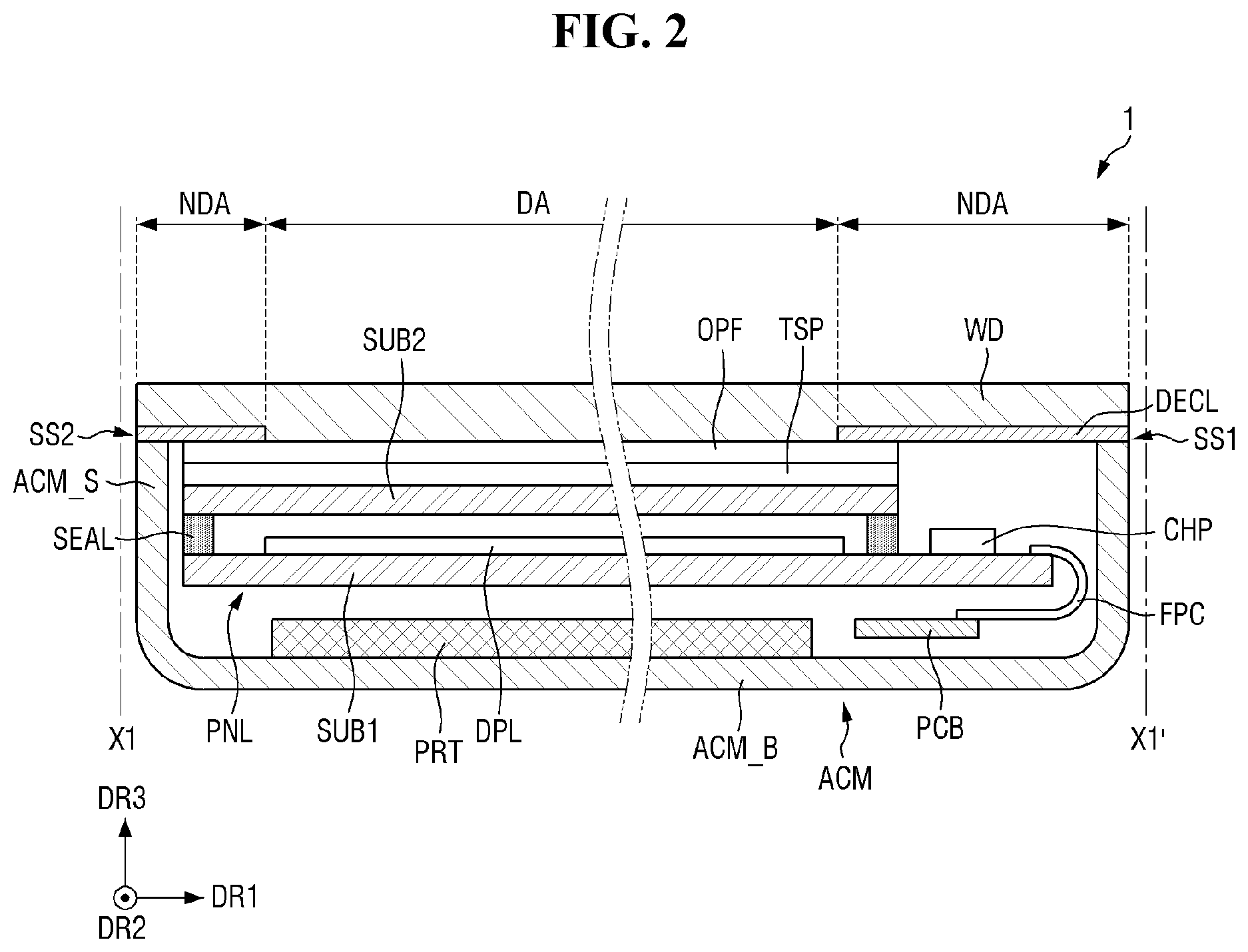 Patent US12622205 Figure 2 – Display device and method of manufacturing the same