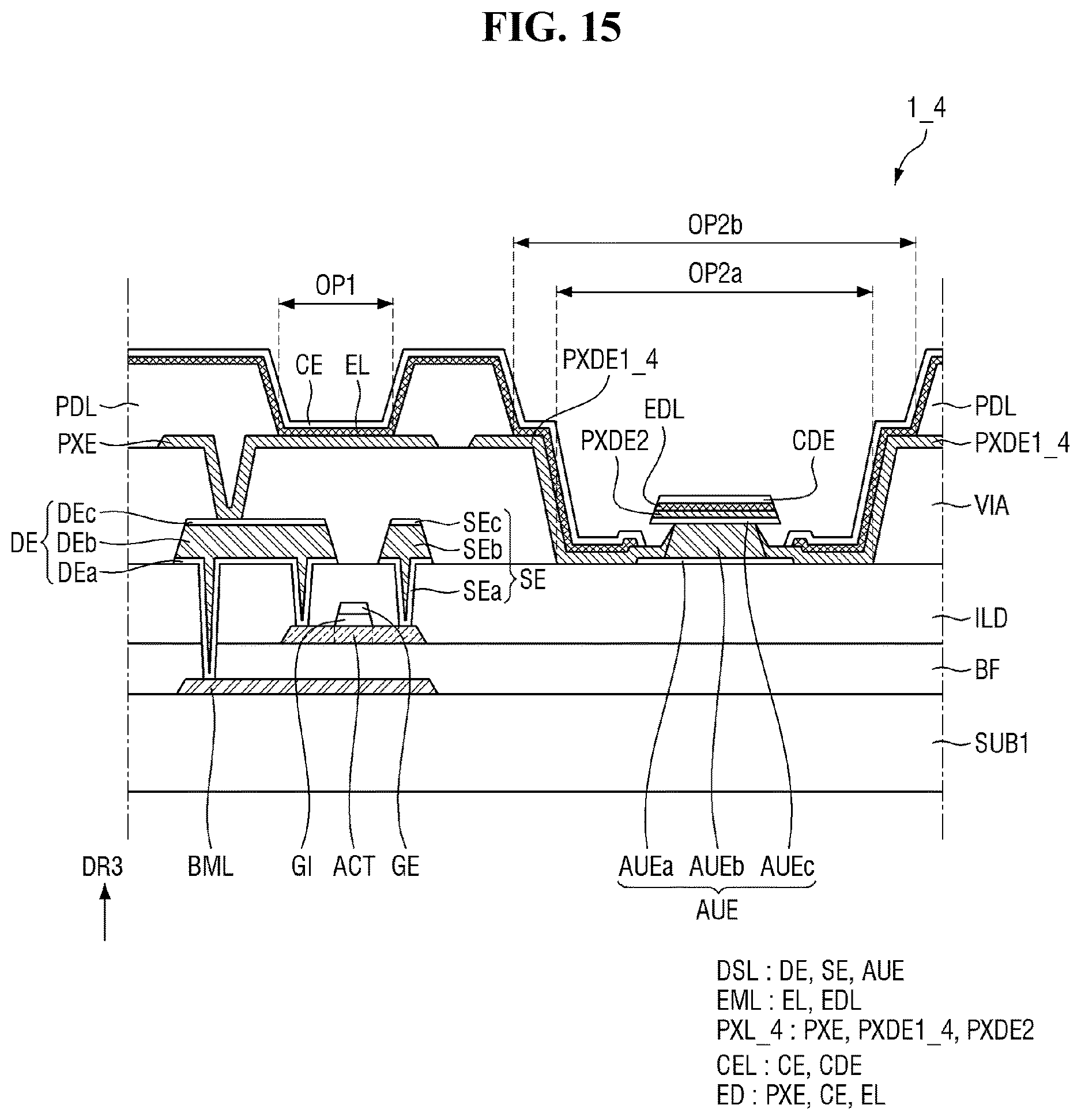 Patent US12622205 Figure 15 – Display device and method of manufacturing the same