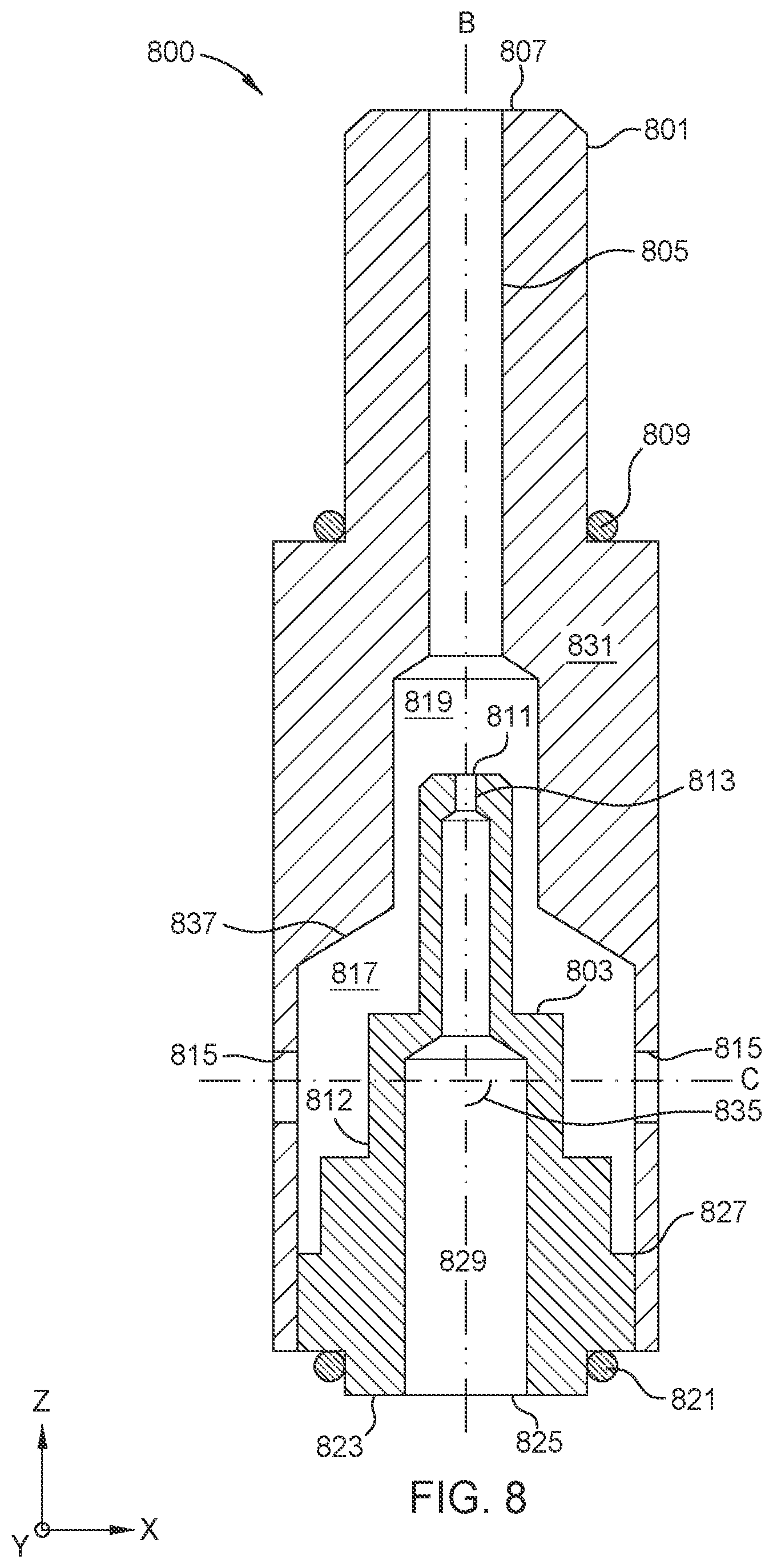 Patent US12622208 Figure 9 – Droplet jet nozzle design