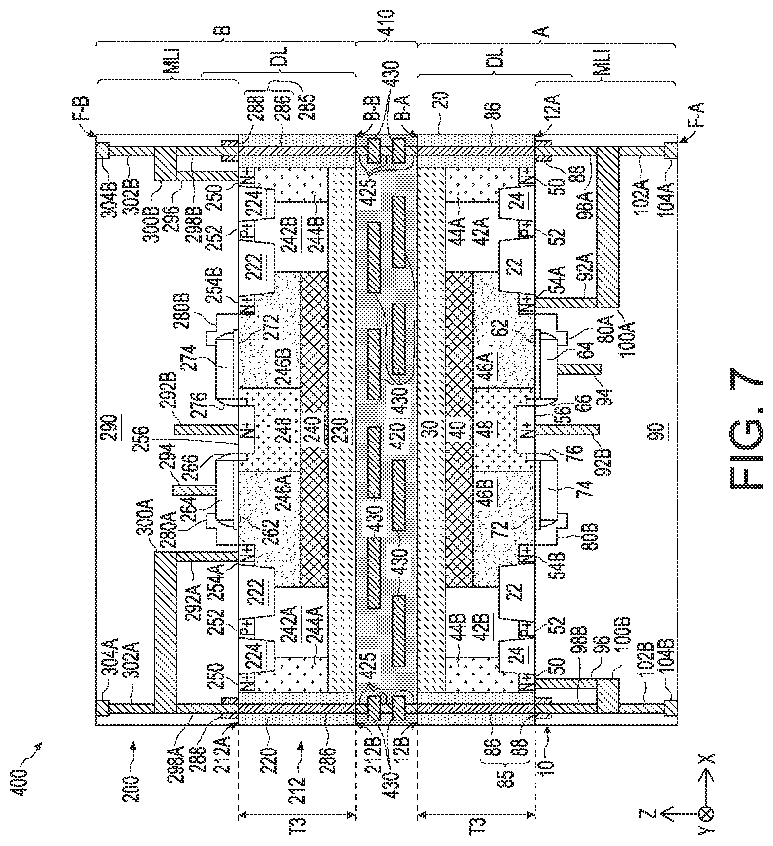 Patent US12622237 Figure 7 – Trench isolation connectors for stacked structures