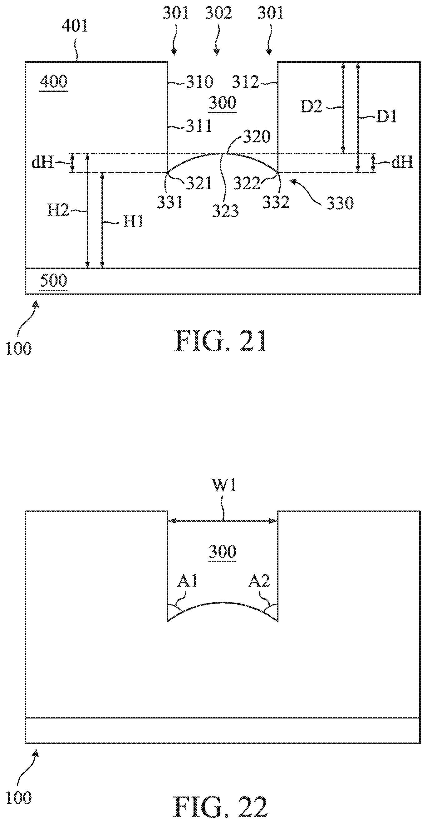 Patent US12622241 Figure 11 – Structures with convex cavity bottoms