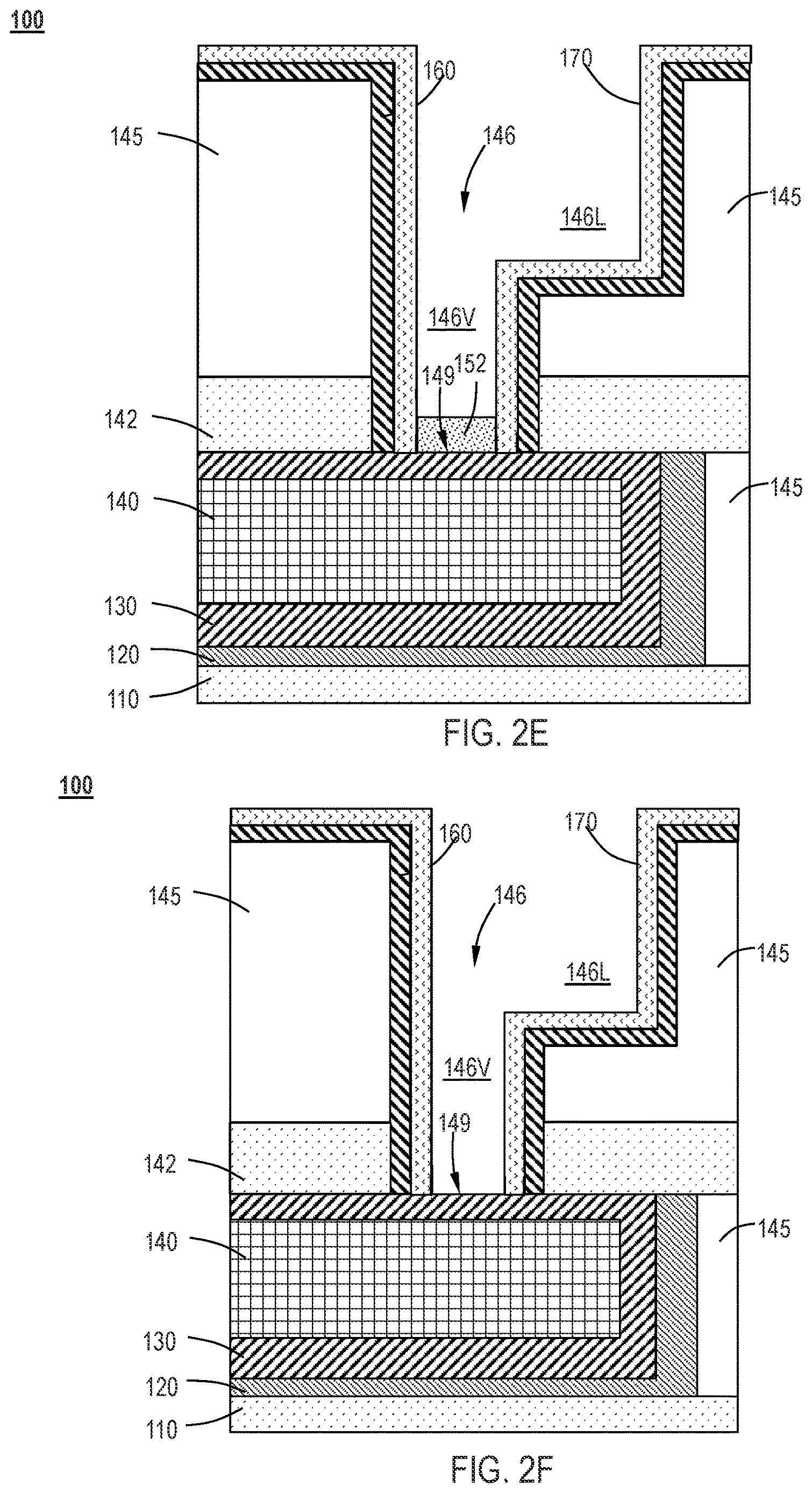 Patent US12622243 Figure 4 – Selective liner deposition for via resistance reduction