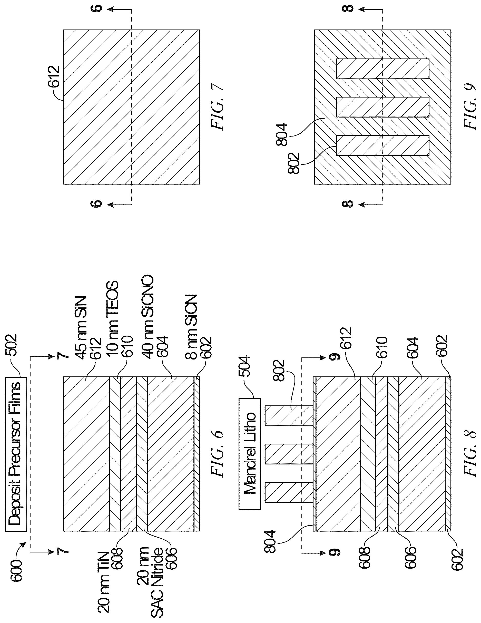 Patent US12622246 Figure 4 – Mandrel-pull-first interconnect patterning