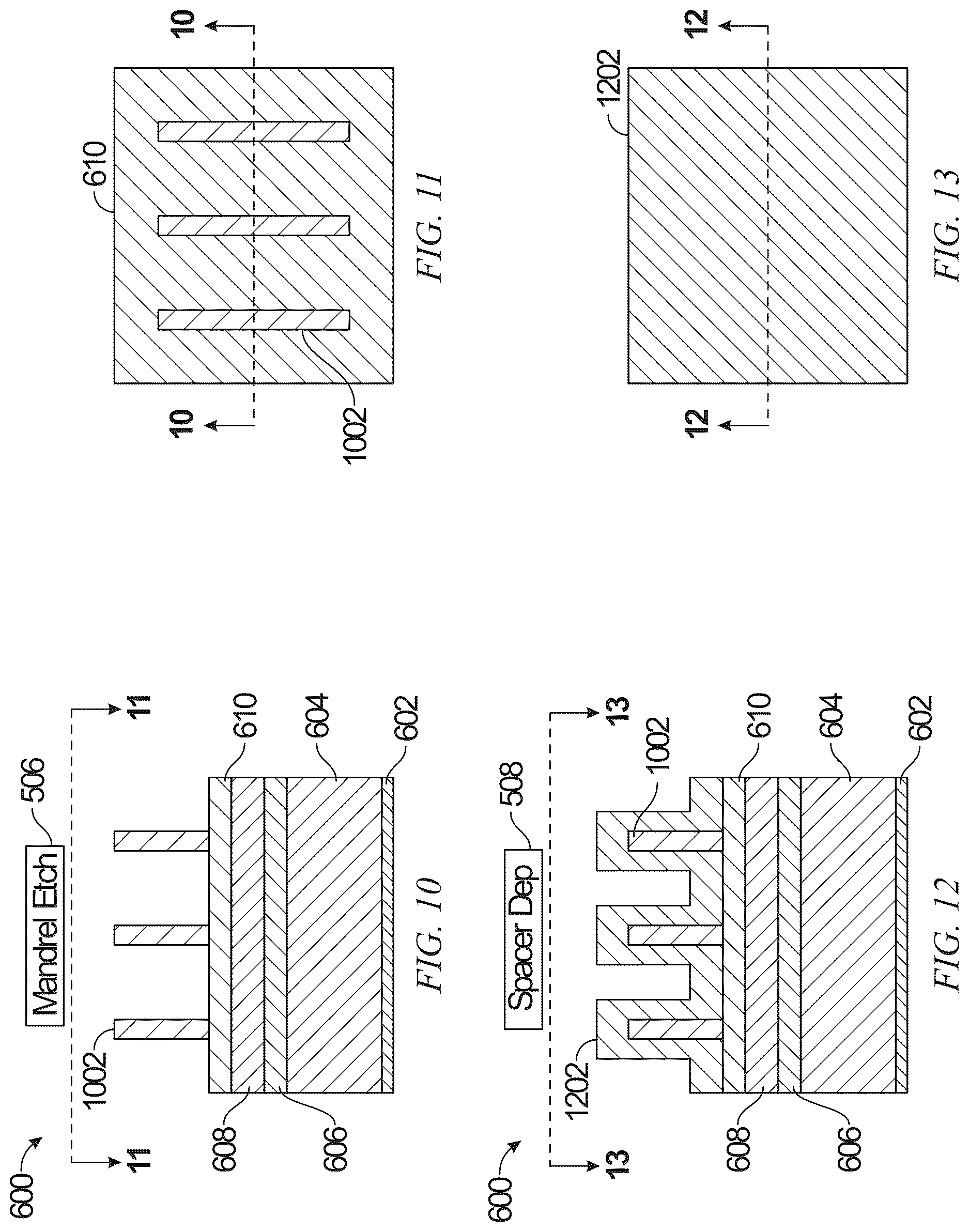 Patent US12622246 Figure 5 – Mandrel-pull-first interconnect patterning