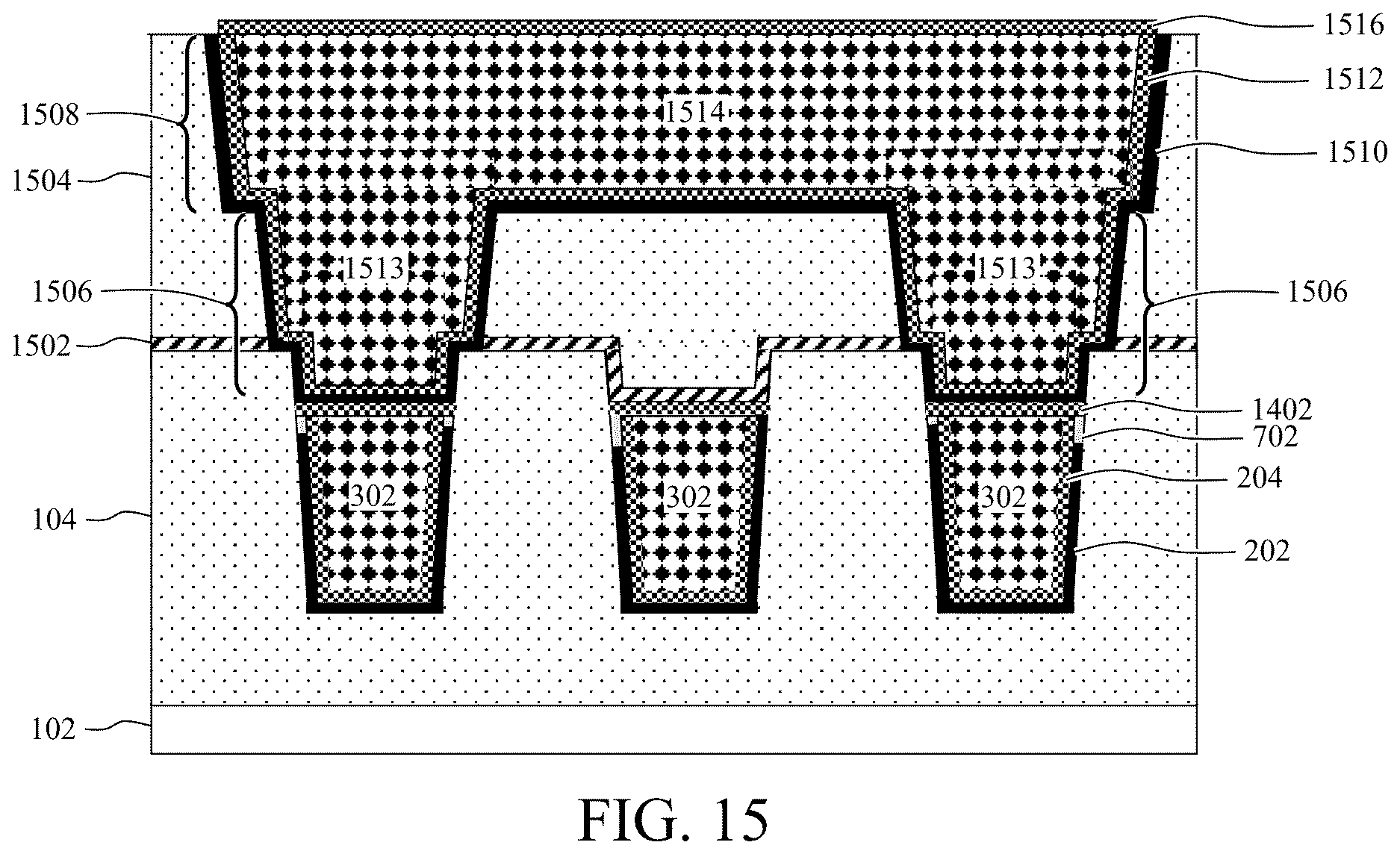 Patent US12622248 Figure 11 – Interconnects with sidewall barrier layer divot fill