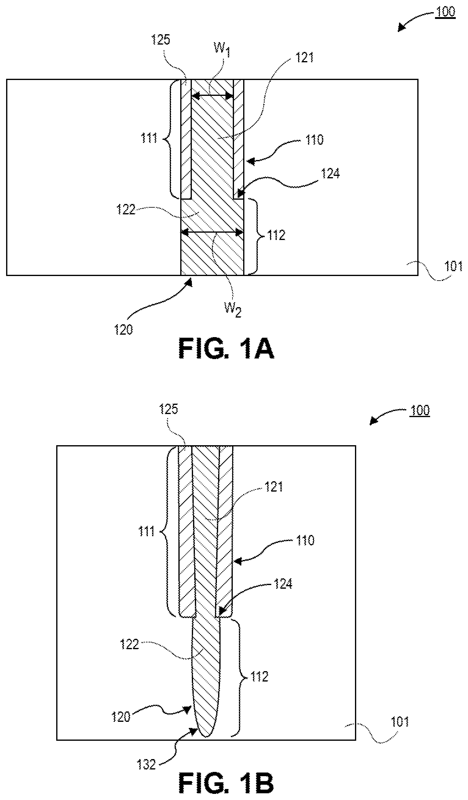 Patent US12622250 Figure 1 – Vias with vertically non-uniform or discontinuous stack