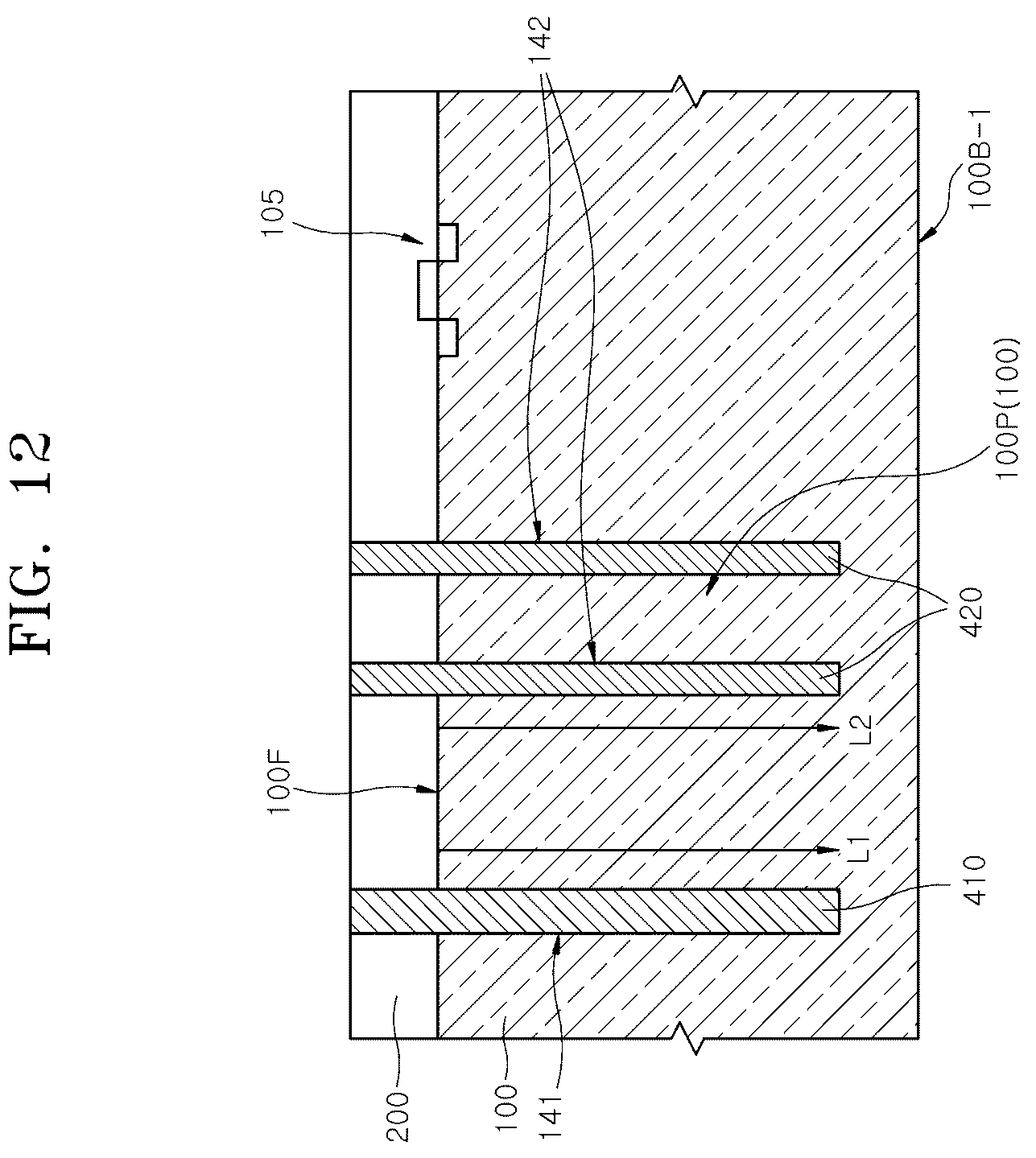 Patent US12622253 Figure 12 – Semiconductor device with through vias of various shapes and method of manufacturing the same