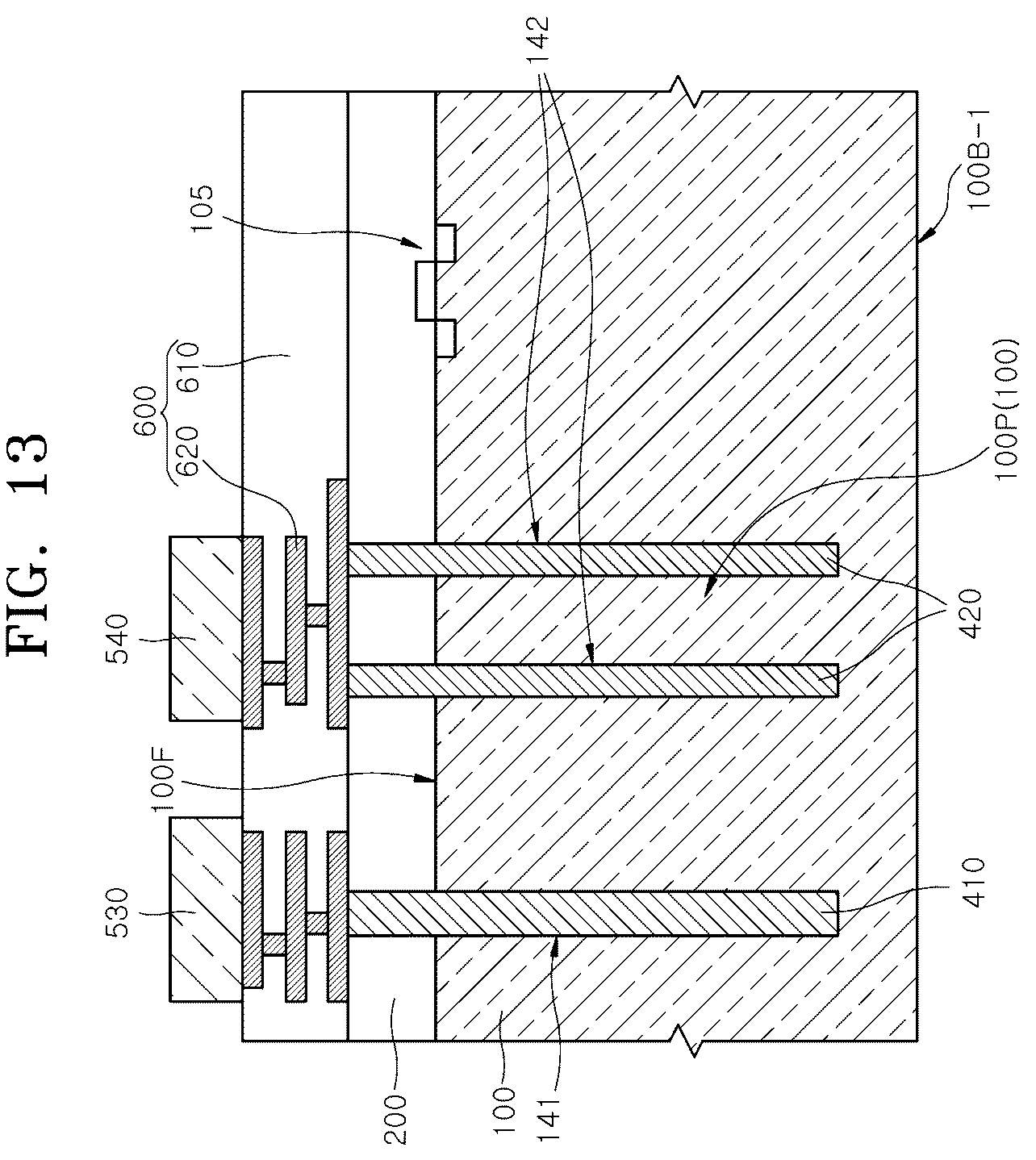 Patent US12622253 Figure 13 – Semiconductor device with through vias of various shapes and method of manufacturing the same