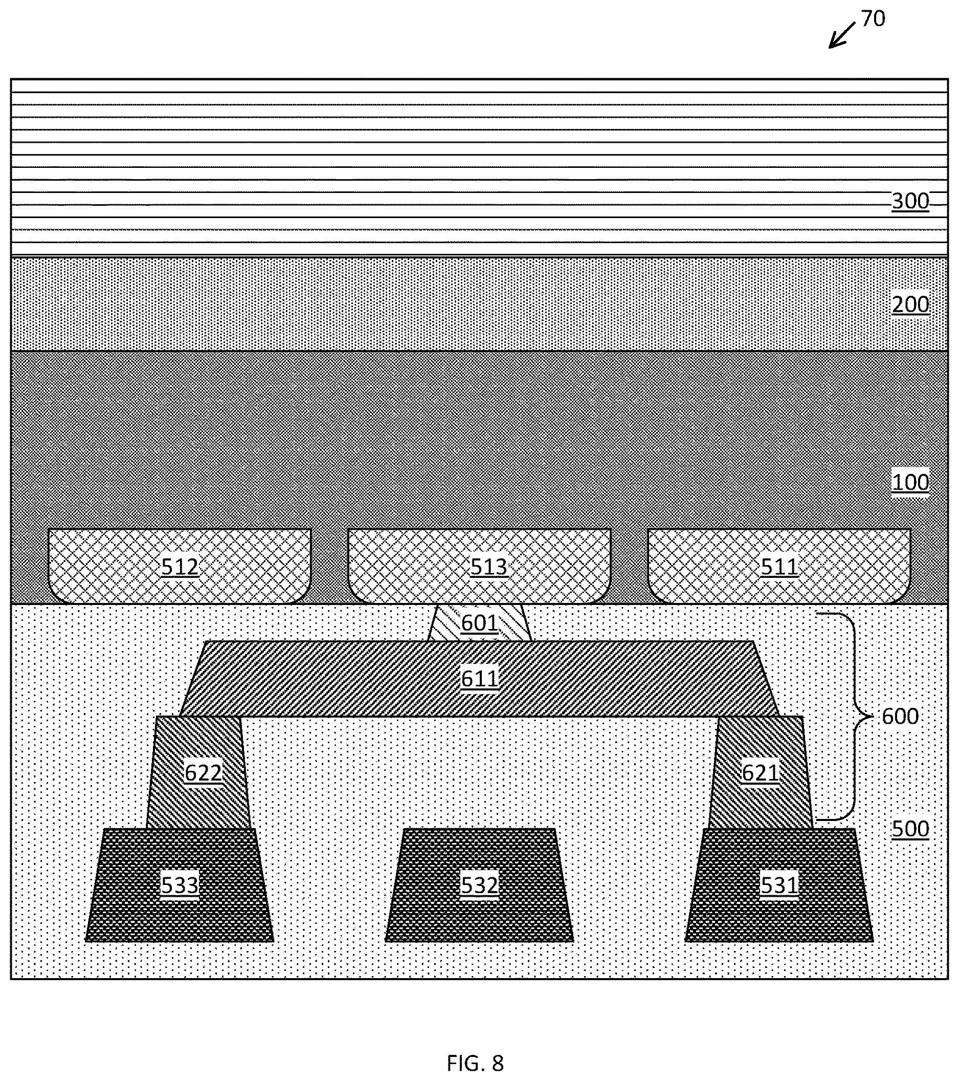 Patent US12622257 Figure 8 – Backside local interconnect