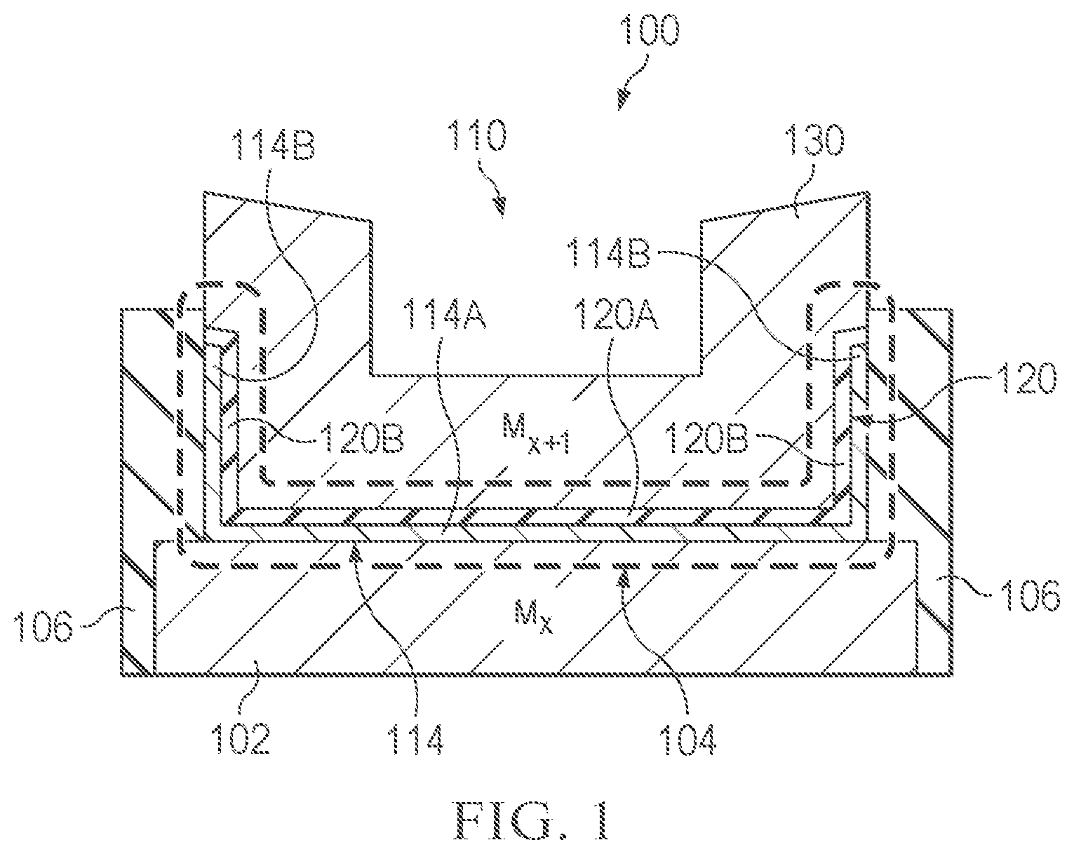 Patent US12622264 Figure 1 – Three-dimensional metal-insulator-metal (MIM) capacitors and trenches