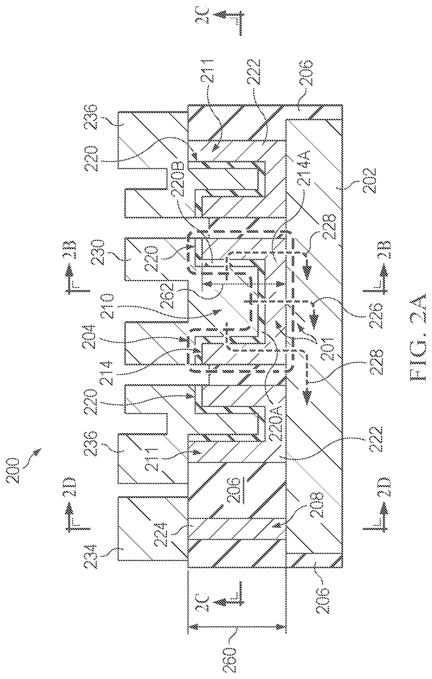 Patent US12622264 Figure 2 – Three-dimensional metal-insulator-metal (MIM) capacitors and trenches