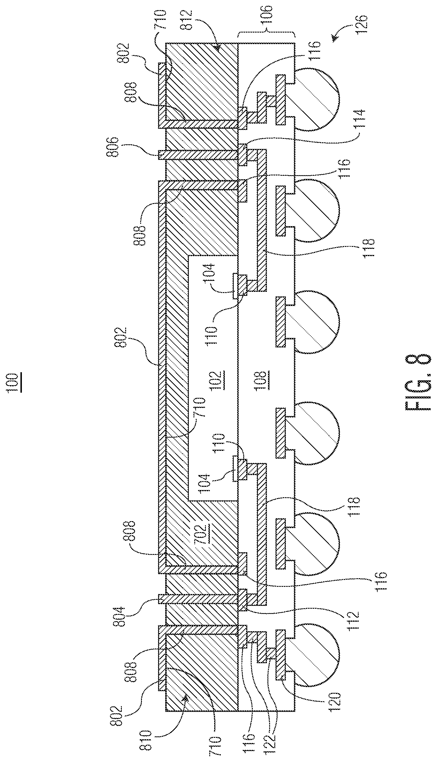 Patent US12622280 Figure 8 – Semiconductor device with through package via and method therefor