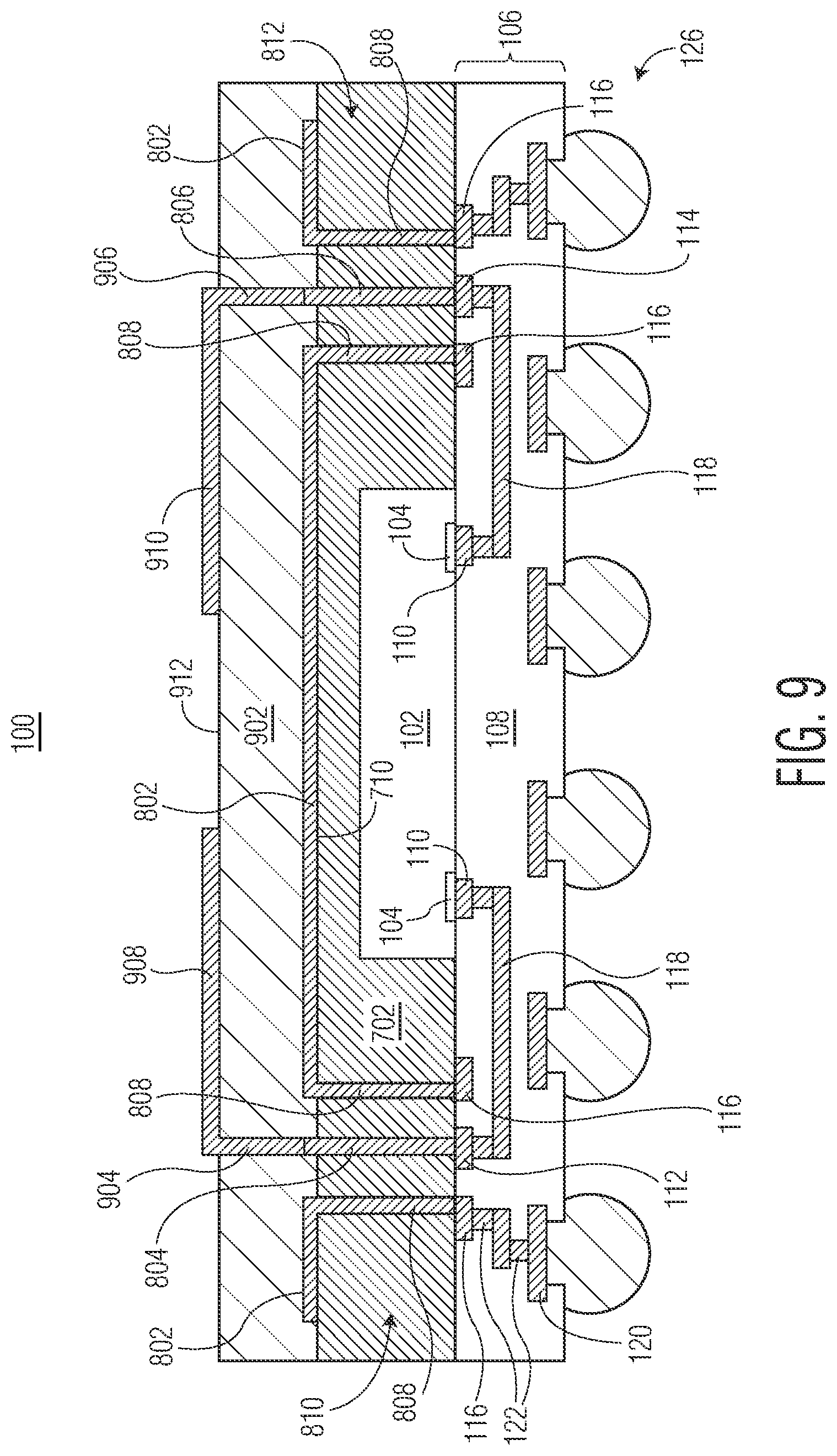 Patent US12622280 Figure 9 – Semiconductor device with through package via and method therefor