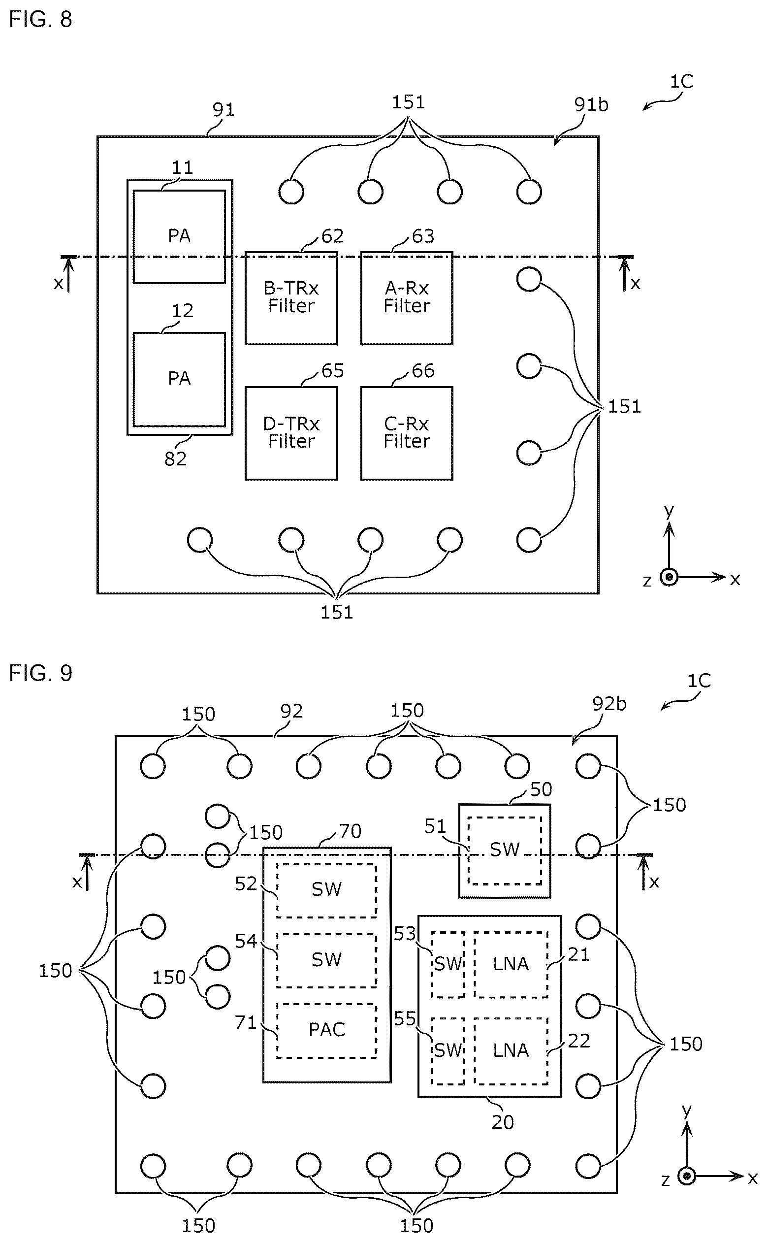 Patent US12622282 Figure 5 – High-frequency module and communication device