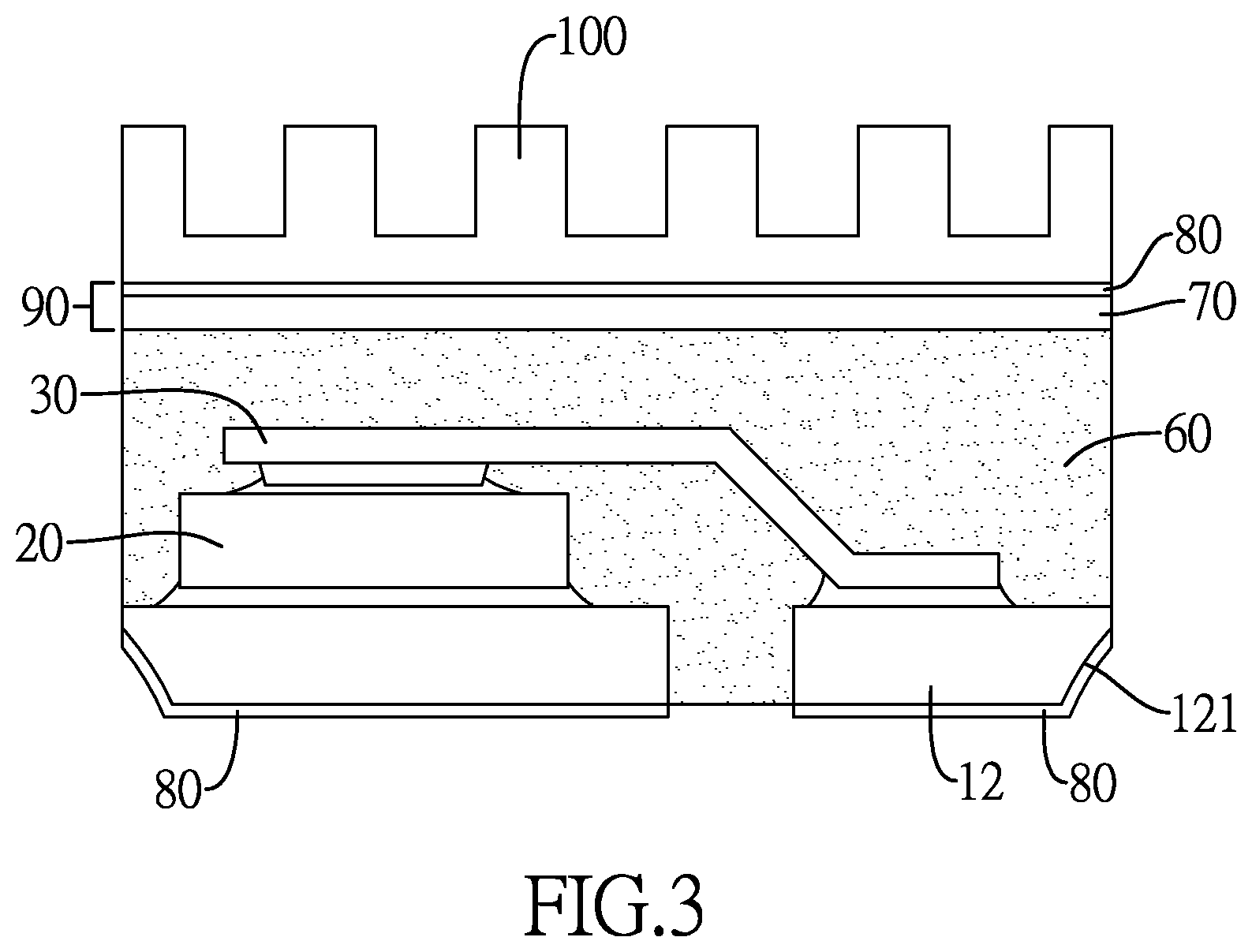 Patent US12622286 Figure 5 – Side-wettable semiconductor package device with heat dissipation surface structure