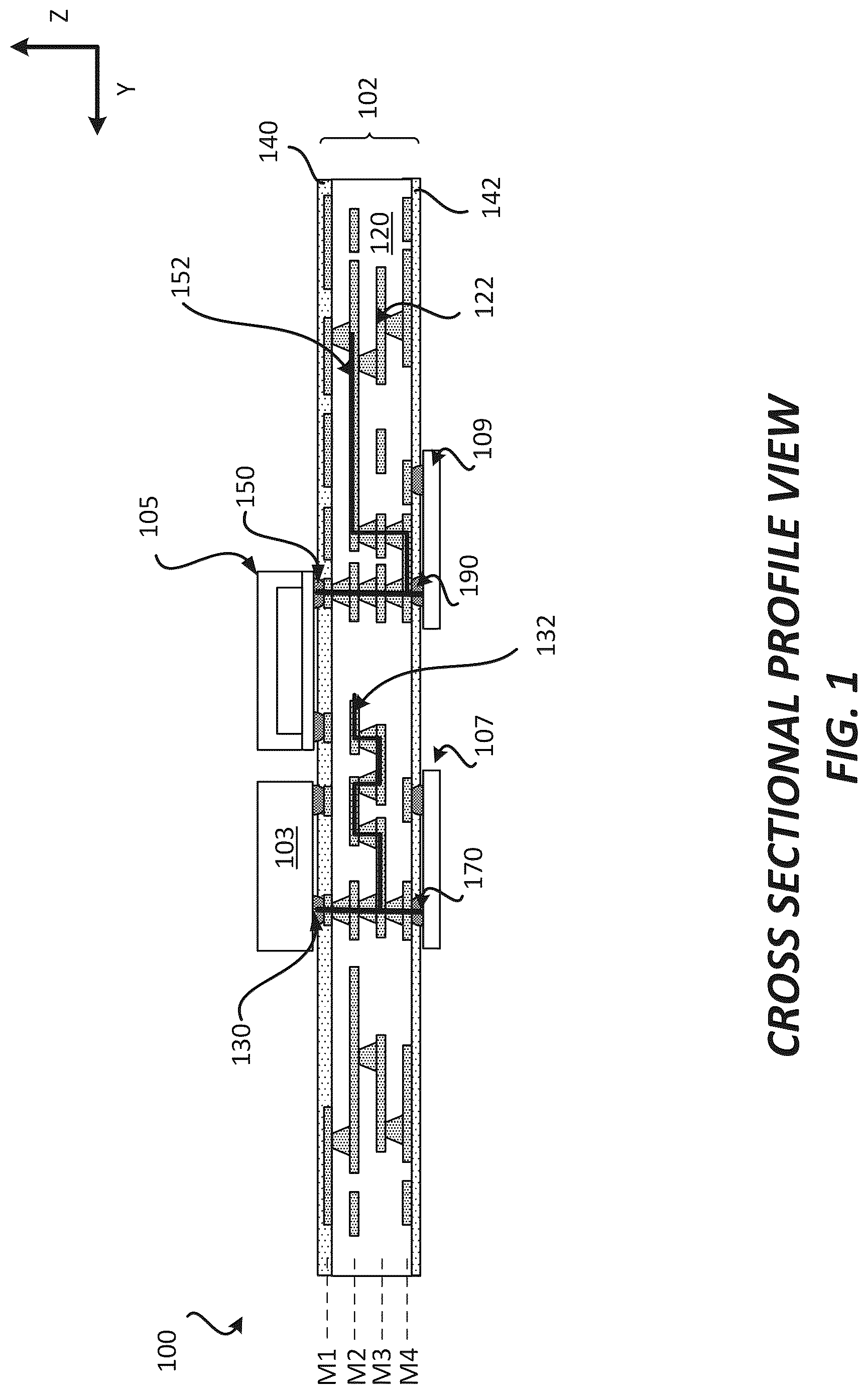 Patent US12622288 Figure 1 – Package substrate and/or a board with a shared power distribution network