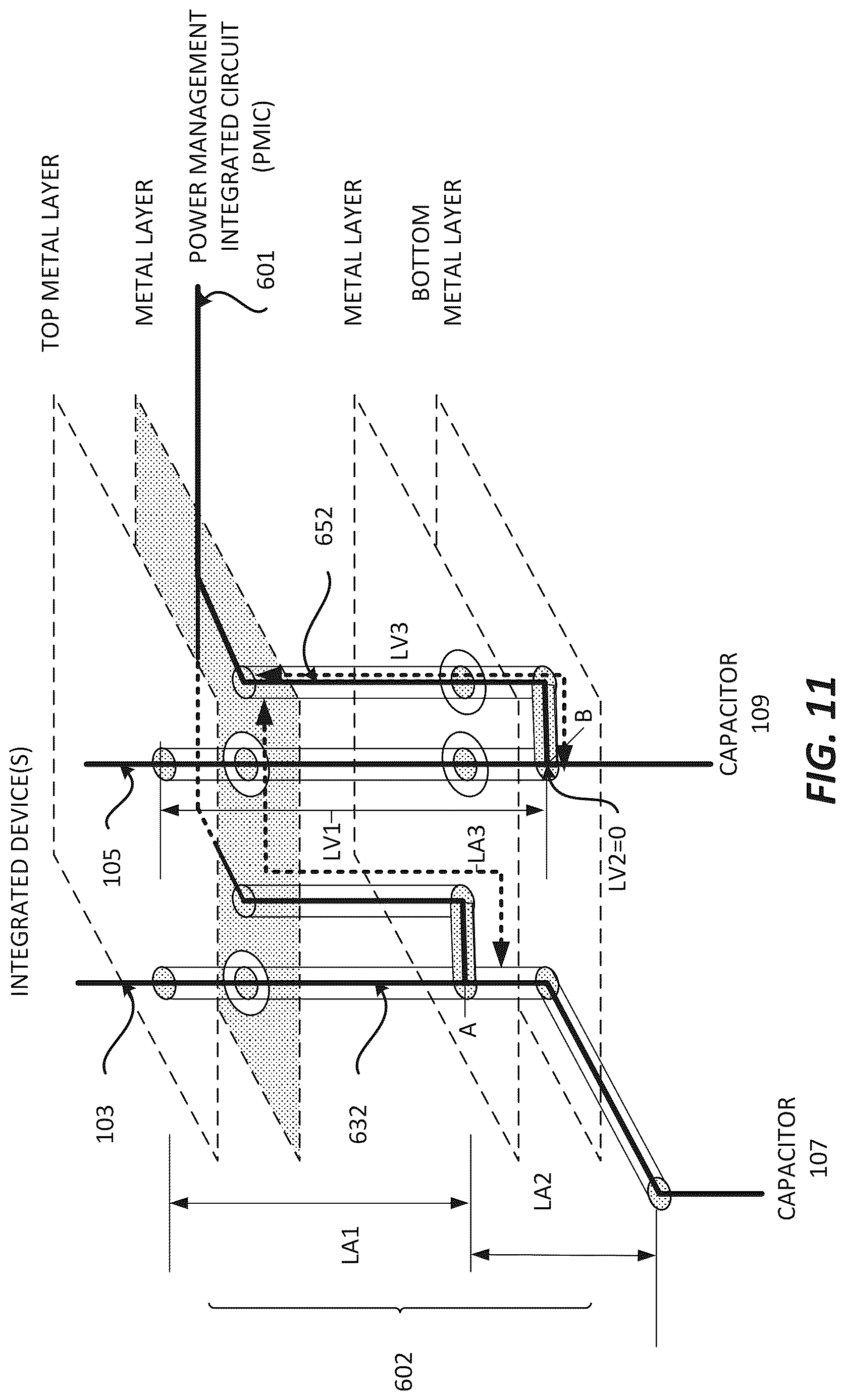 Patent US12622288 Figure 11 – Package substrate and/or a board with a shared power distribution network