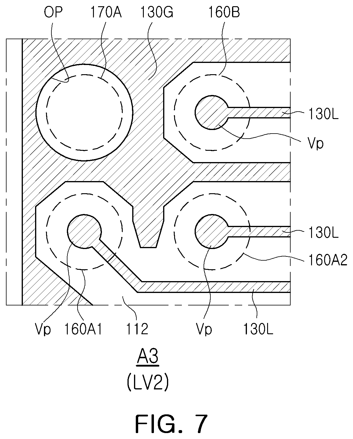 Patent US12622296 Figure 6 – Semiconductor package including metal pattern layer with open region which overlaps non-contact pad