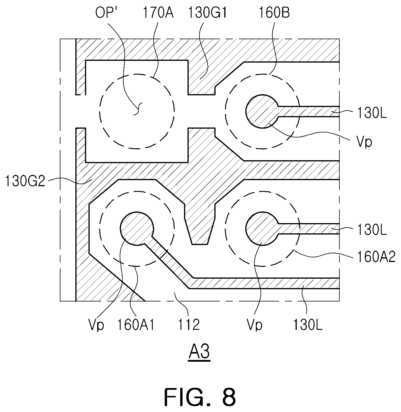 Patent US12622296 Figure 7 – Semiconductor package including metal pattern layer with open region which overlaps non-contact pad