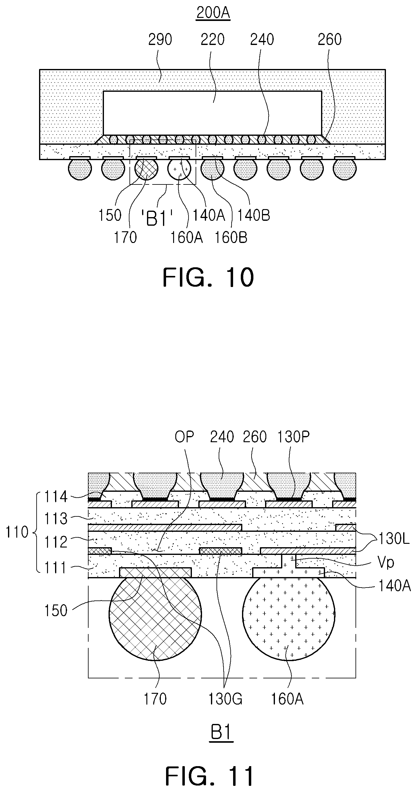 Patent US12622296 Figure 9 – Semiconductor package including metal pattern layer with open region which overlaps non-contact pad
